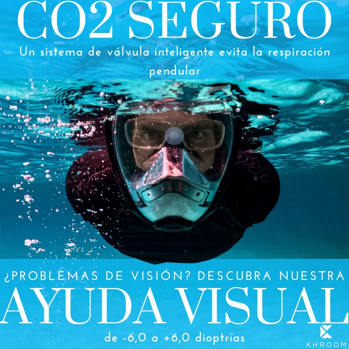 Khroom Máscara de esnórquel para Adultos y niños - Seaview Y | Sin Problemas de CO2 | Máscara Completa para Snorkeling| Equipo de Snorkel con máscara Integral Completa para Adultos S/M Blanco+Case