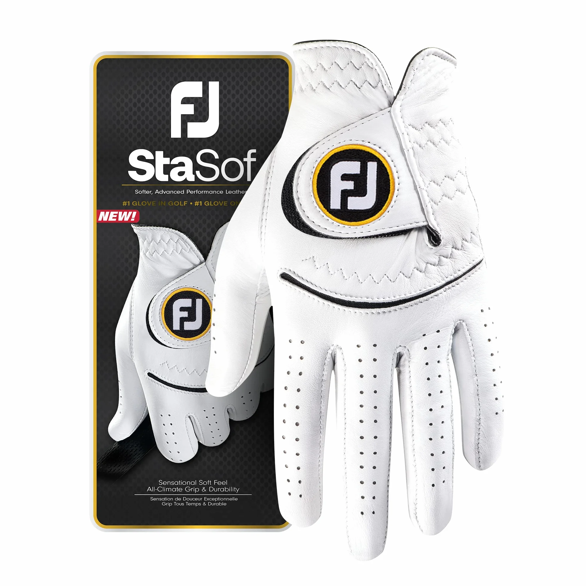 FootJoy StaSof Guantes de Golf Hombre Perla Negro XL