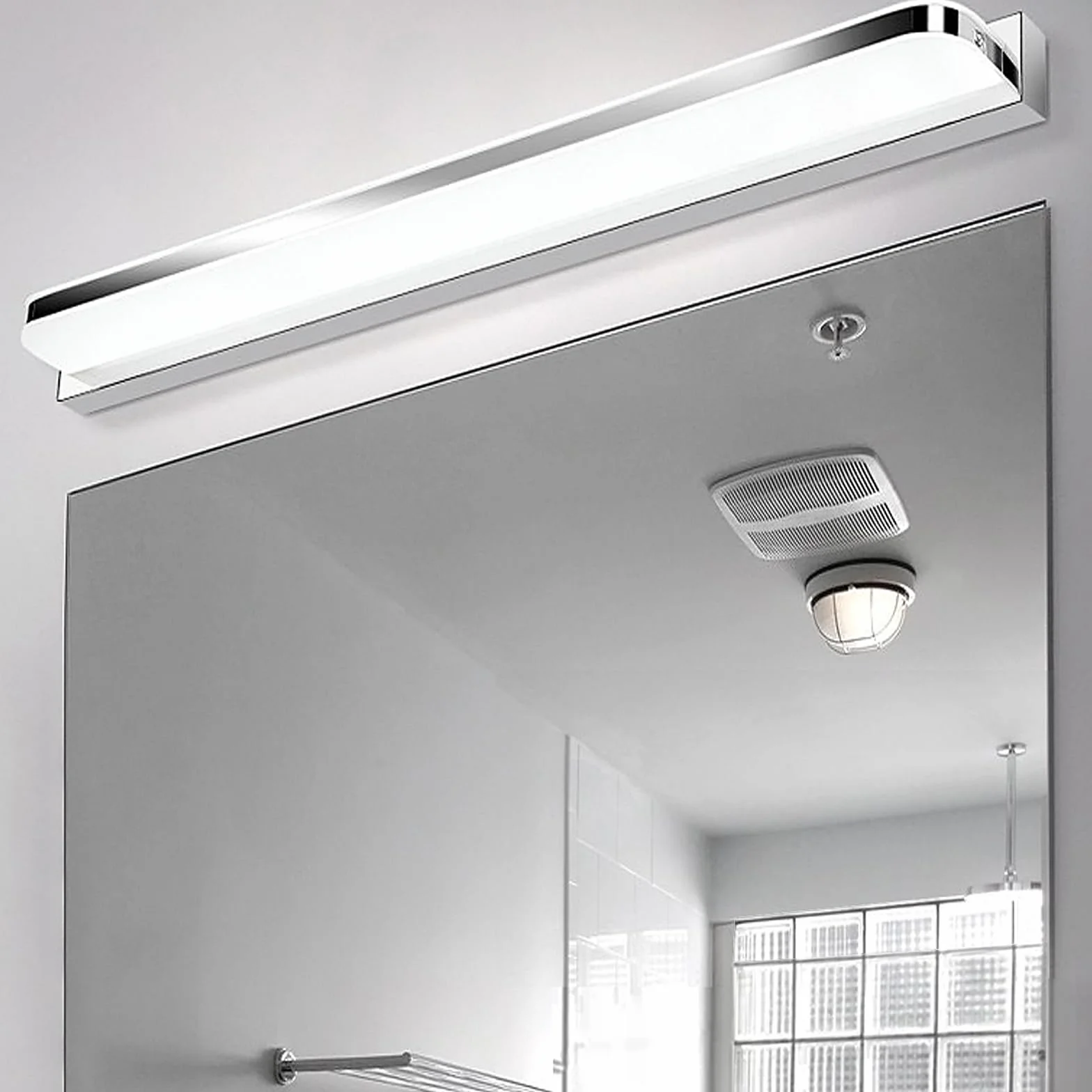 Lámpara de Pared LED IP44 42cm 9W Acero Inoxidable Espejo de Baño Blanco