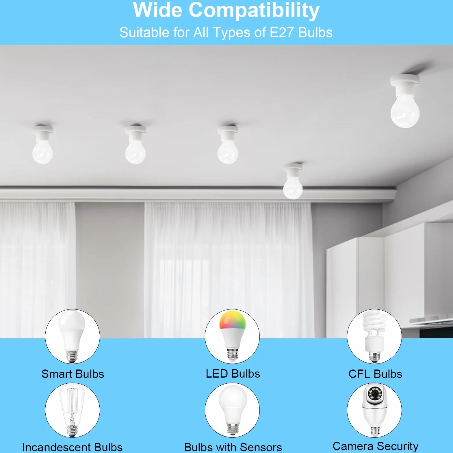 DAWRIS 4 piezas portalámparas impermeables E27 plástico ABS techo blanco