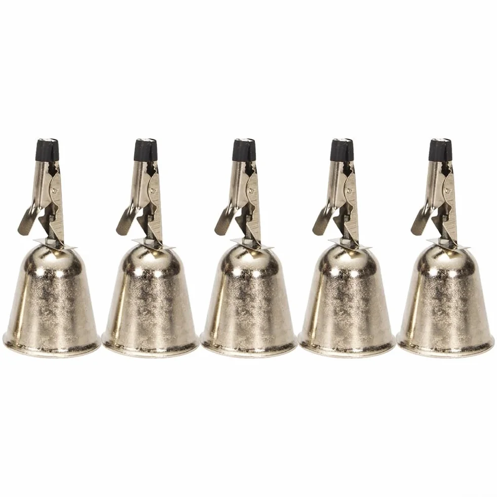 5 campanas de alarma de mordida de pesca, clips de metal para caña, ideal para pesca nocturna con alertas de sonido fuerte (pequeño)
