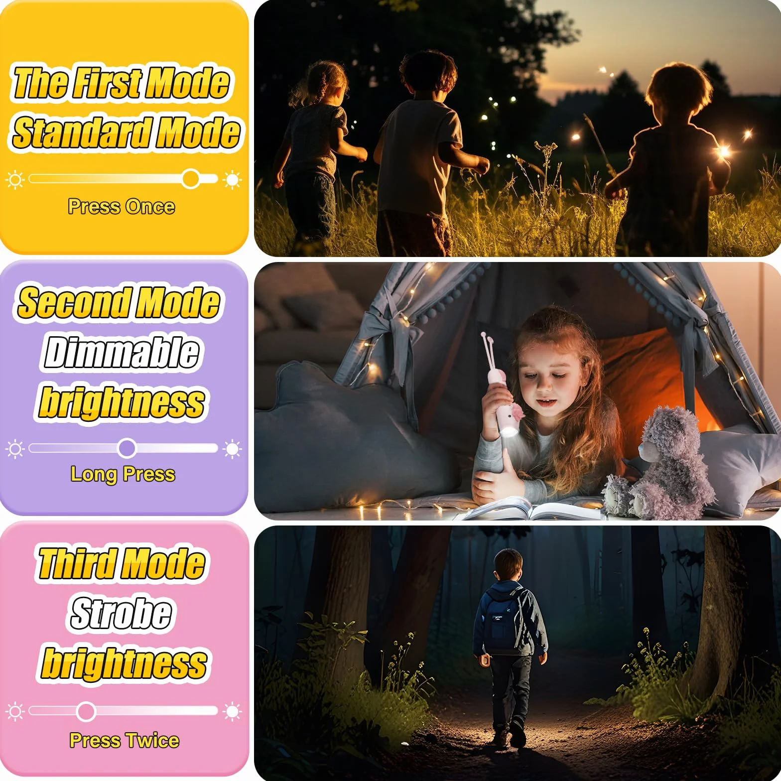 ZKLiLi Linterna Recargable LED Portátil para Niños Camping Senderismo Unicornio