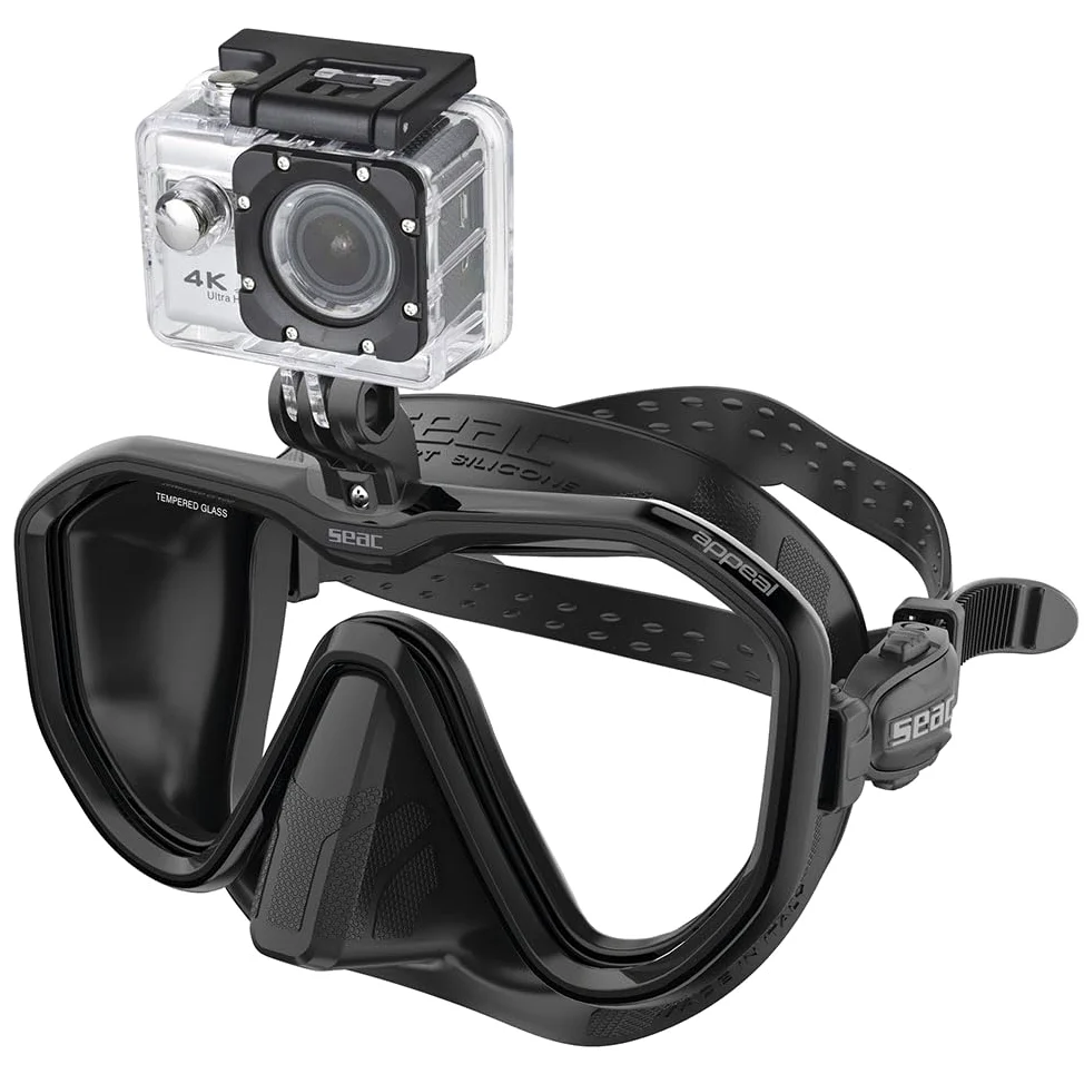 SEAC Appeal Pro - Máscara de Buceo Fabricada en Italia con Casquillo Universal para Action CAM Unisex Adulto