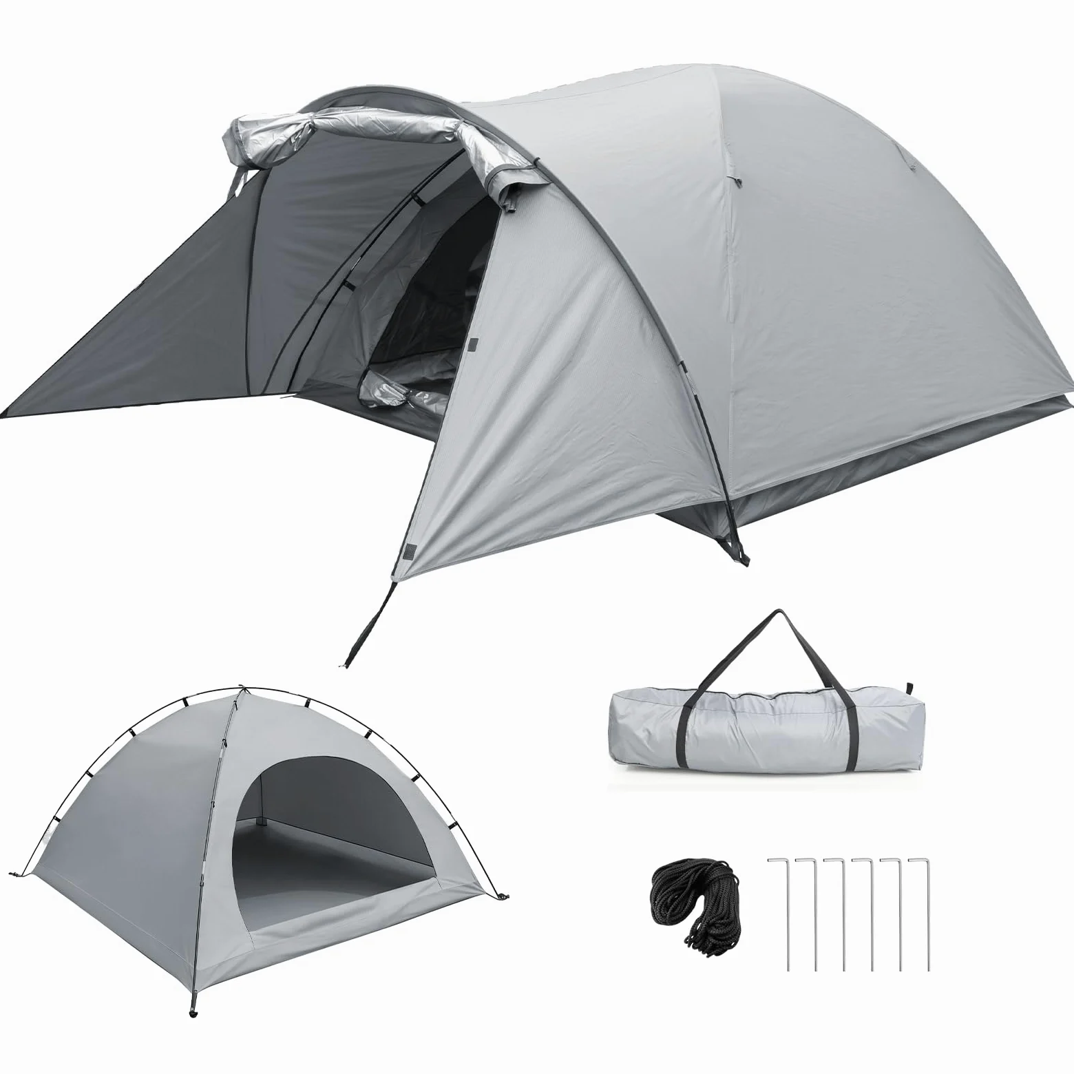 Tienda de campaña para 2-3 Personas, Tienda Tipo cúpula con Zona de Entrada y toldo Plegable, Tienda Tipo iglú, Impermeable y Resistente a los Rayos UV, Ideal para acampadas Festivales