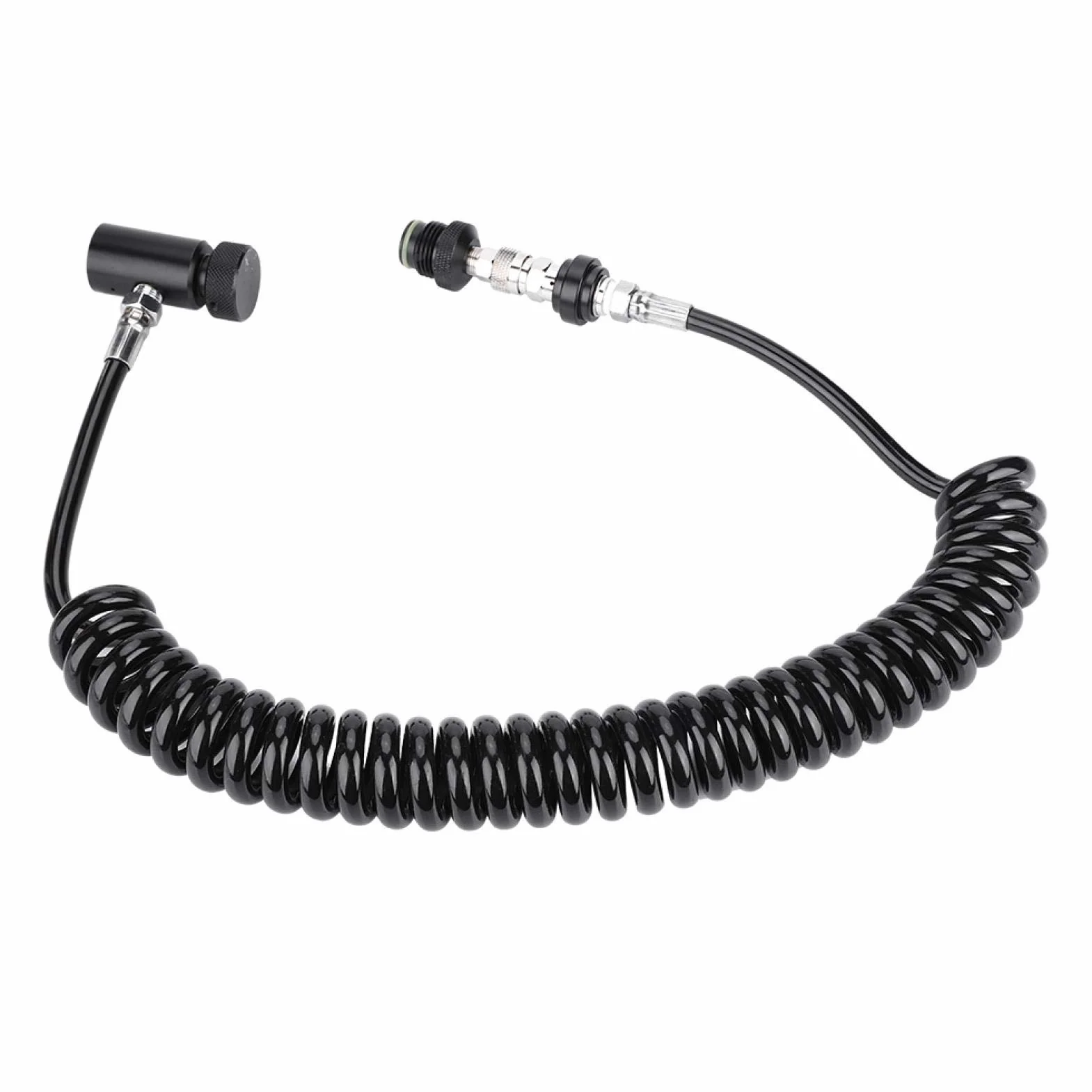 Kit de línea remota, Marcador de Paintball Válvula de conexión de Cilindro de Bobina remota Manguera de Paintball Manguera corrugada con válvula de Encendido/Apagado Remoto