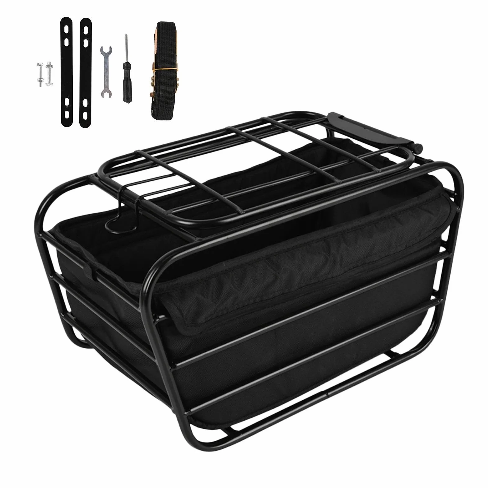 Cesta trasera para bicicleta de acero al carbono 30x23x21.5 cm con cierre