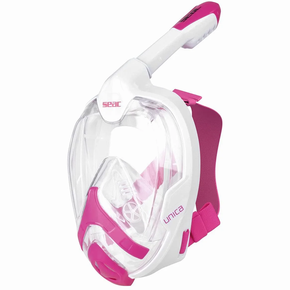 SEAC Unica Máscara de Snorkeling con Visión Panorámica de 180°, Unisex Adulto, Negro/Naranja, L/XL