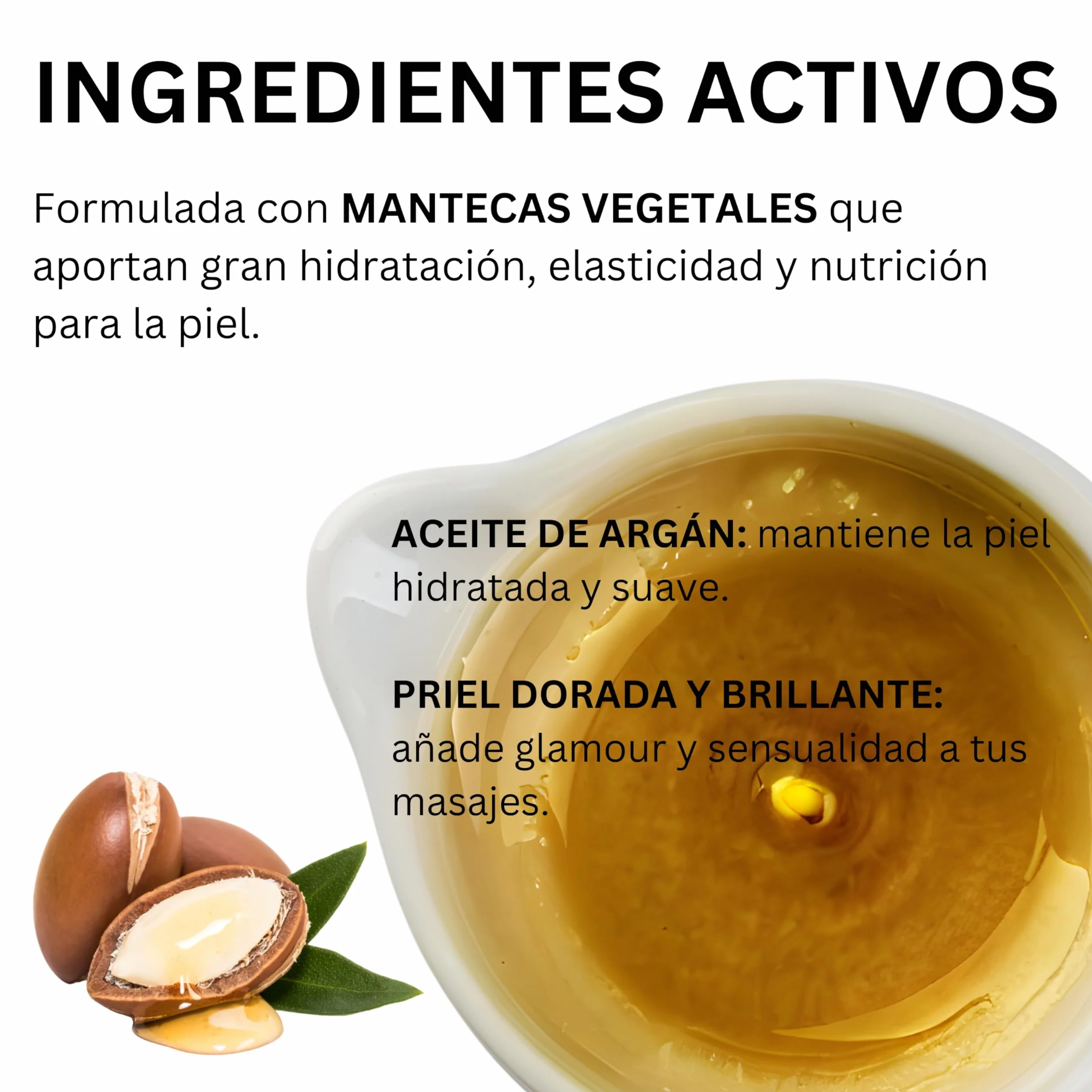 BEAUTY IMAGE Vela de Masaje Dorado Brillante Glamour con Aceite de Argán para Masaje Profesional
