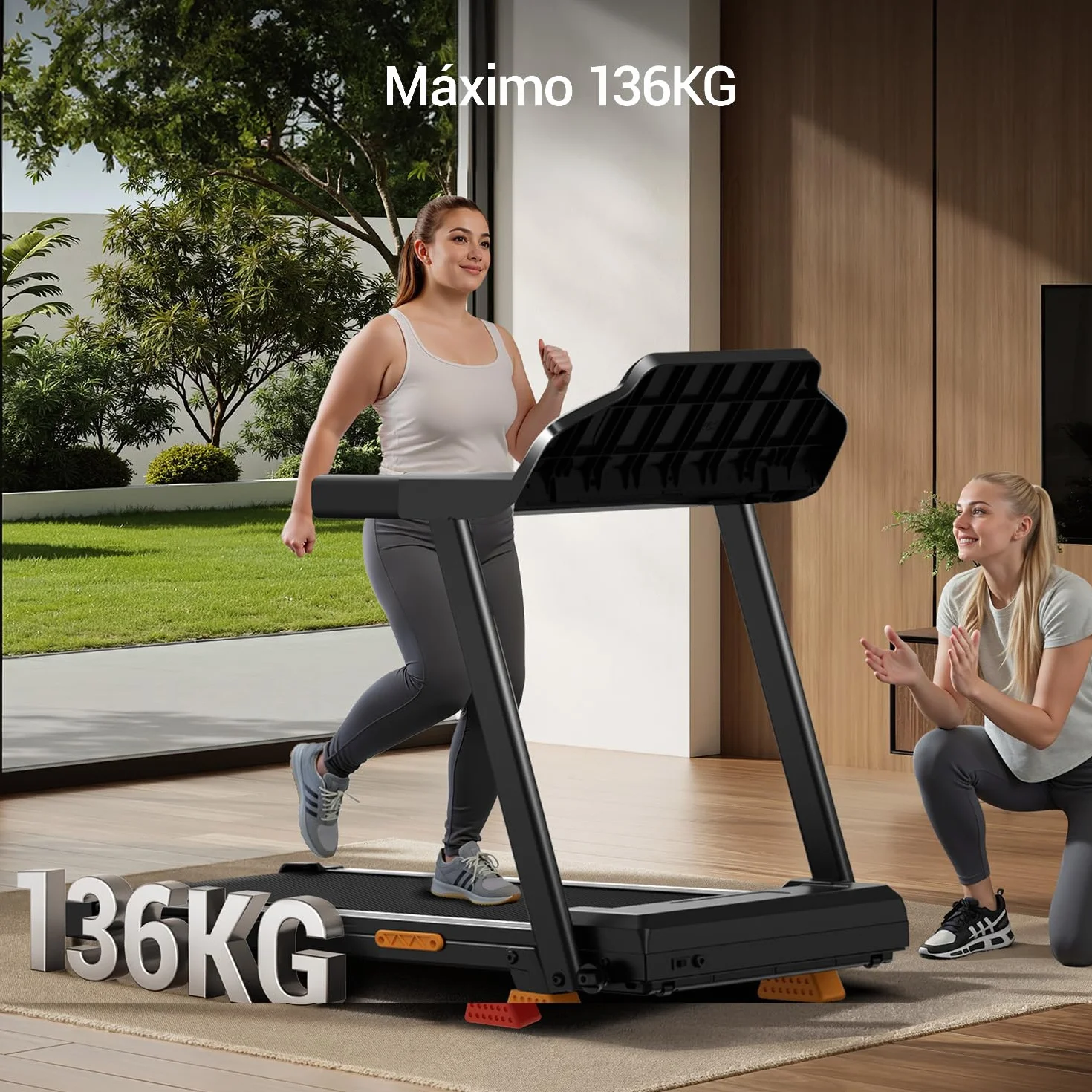 UMAY 15% Cinta de Correr Plegable con Inclinación 12KM/H, Cinta de Andar Plegable 3.0HP, Caminadora Electrica para Casa con LED Táctil, Sistema Amortiguador, Entrenamiento en Silencio, Soporte 136KG