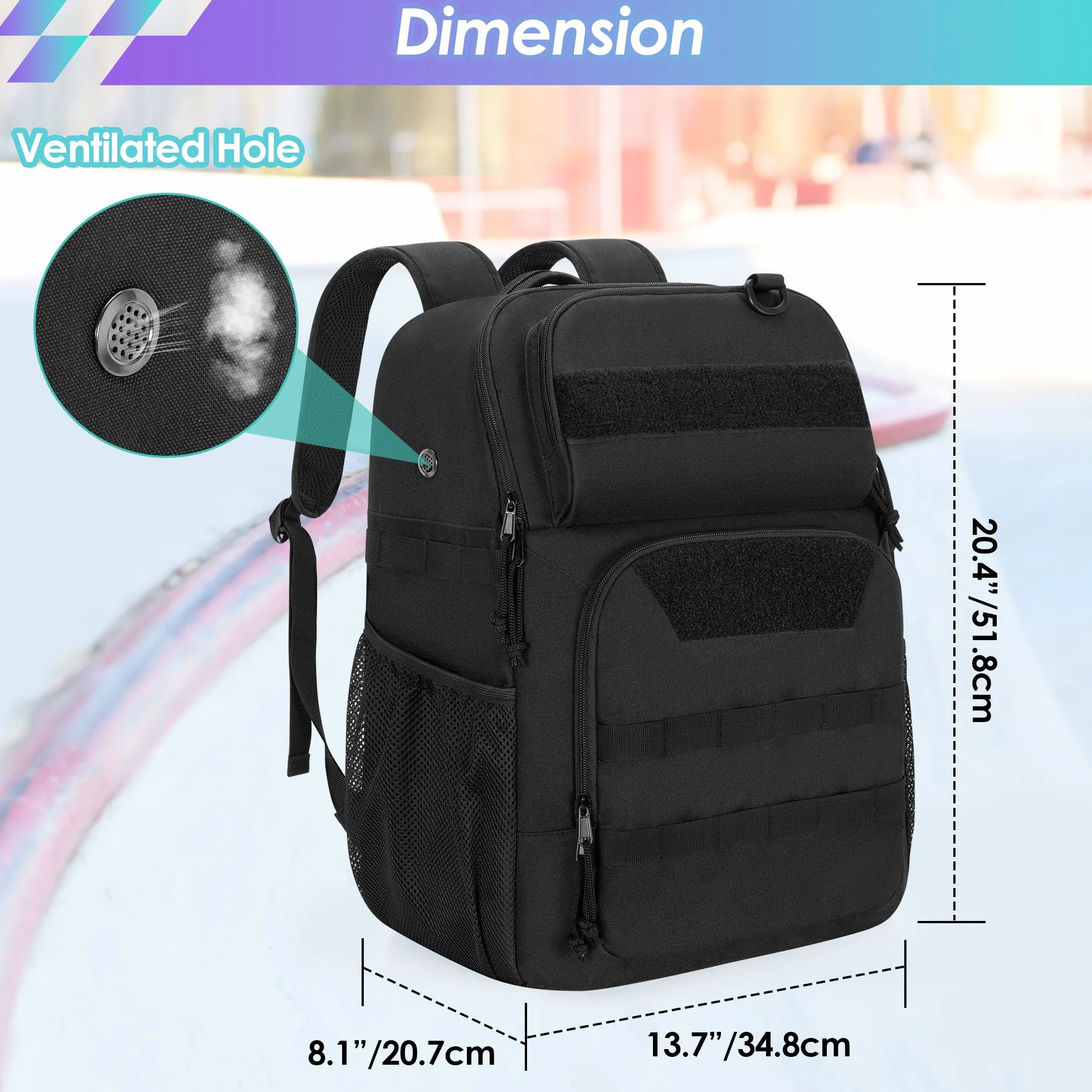 GOBUROS Bolsa para Patines, Color Negro, Talla hasta 13 US