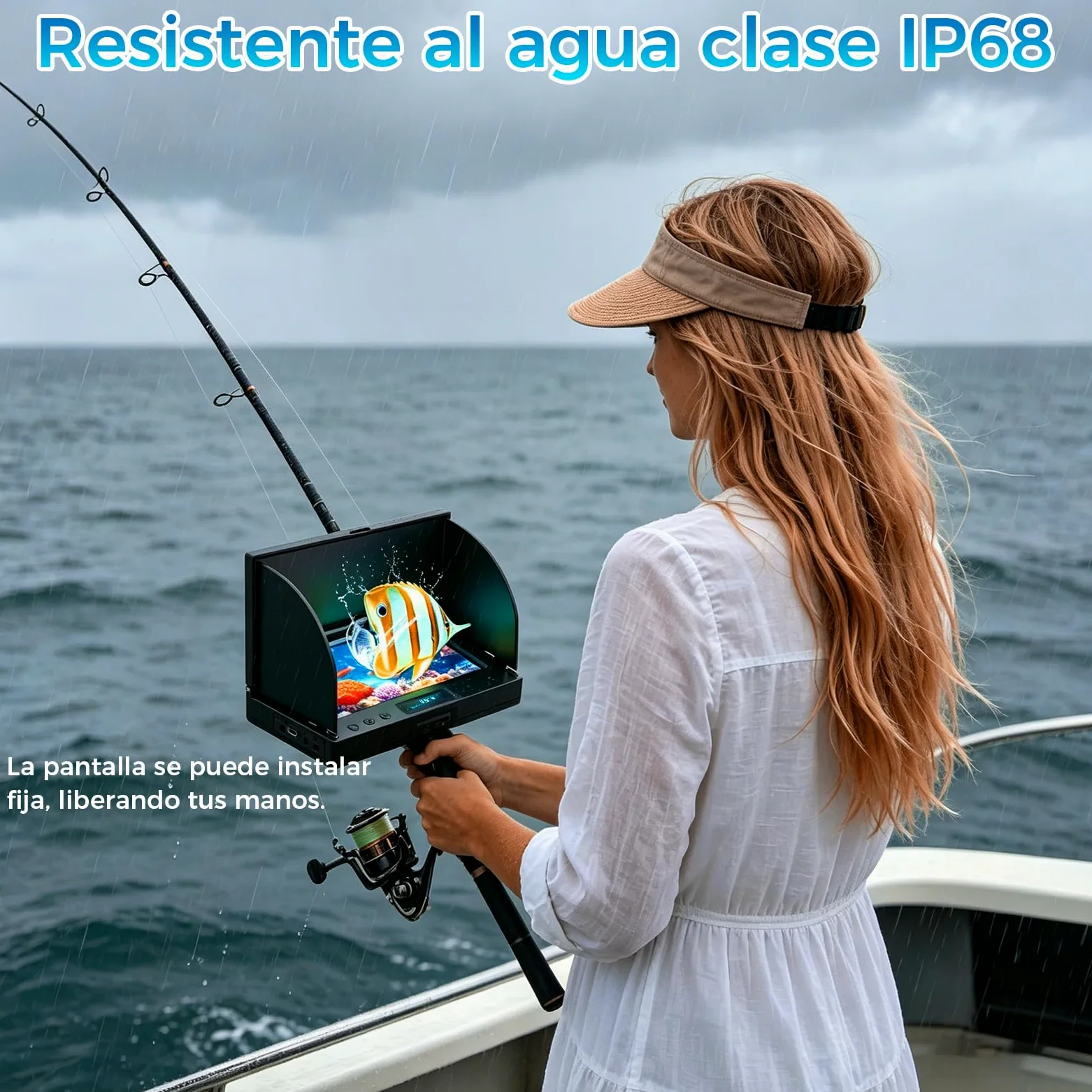 Sonda de Pesca, 1080P HD Cámara de Pesca Submarina IP68 | Pantalla IPS HD de 4,3 Pulgadas 15m Cable, Función de Penetración en Aguas Turbias para Pesca en el Mar Pesca Río Pesca Hielo