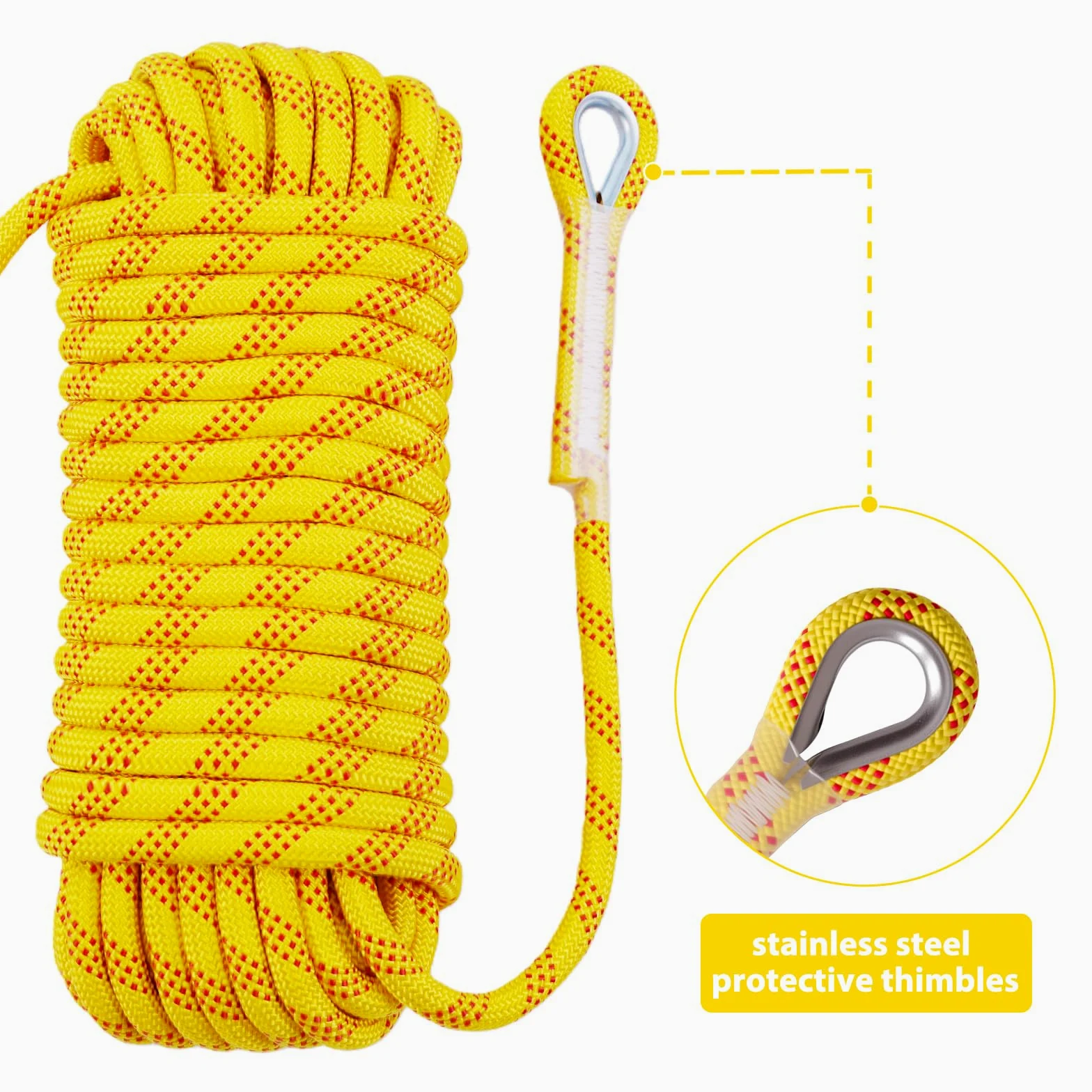 Cuerda de escalada estática de 12 mm para adultos, 10 m (32 t) 20 m (65 pies) 30 m (95 pies) cuerda de escalada de árboles al aire libre para senderismo, arborista, columpio, cuerda de rescate