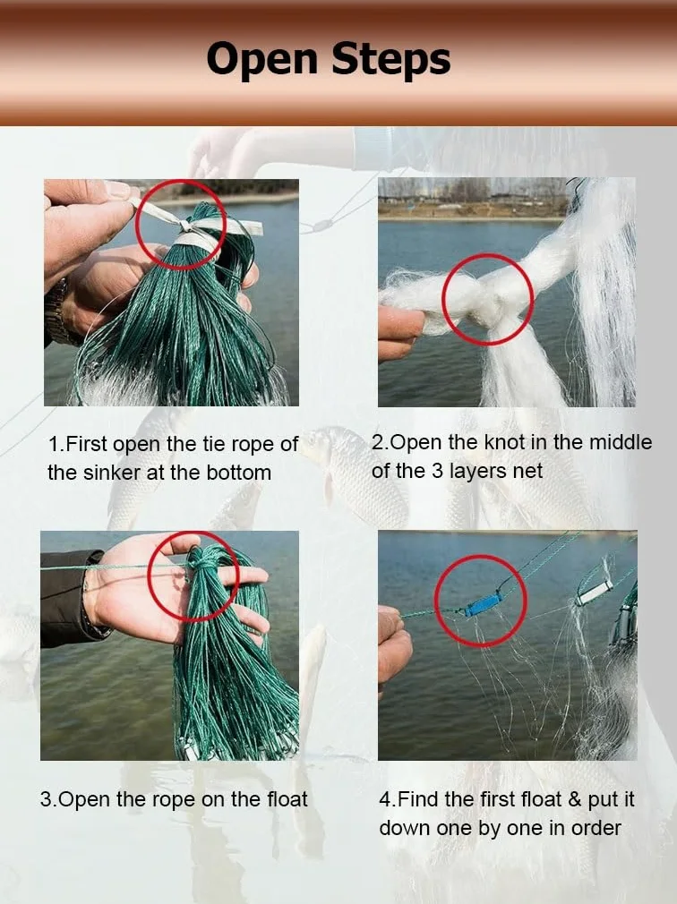 Red de Pesca de Nailon de Alta Resistencia, de Tres Capas, con enmalle, de 20, 30, 40, 50 y 70 m de Longitud.