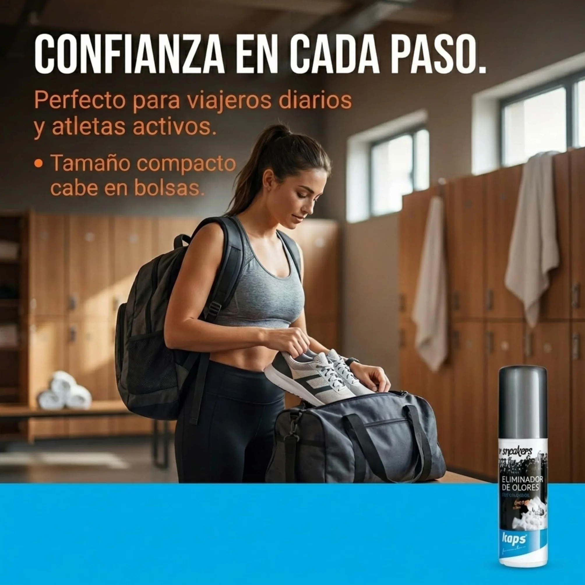 Kaps Desodorante Zapatos para Zapatillas y Calzado Informal, Aroma de Naranja, Nanopartículas de Plata, Eliminador de Olores