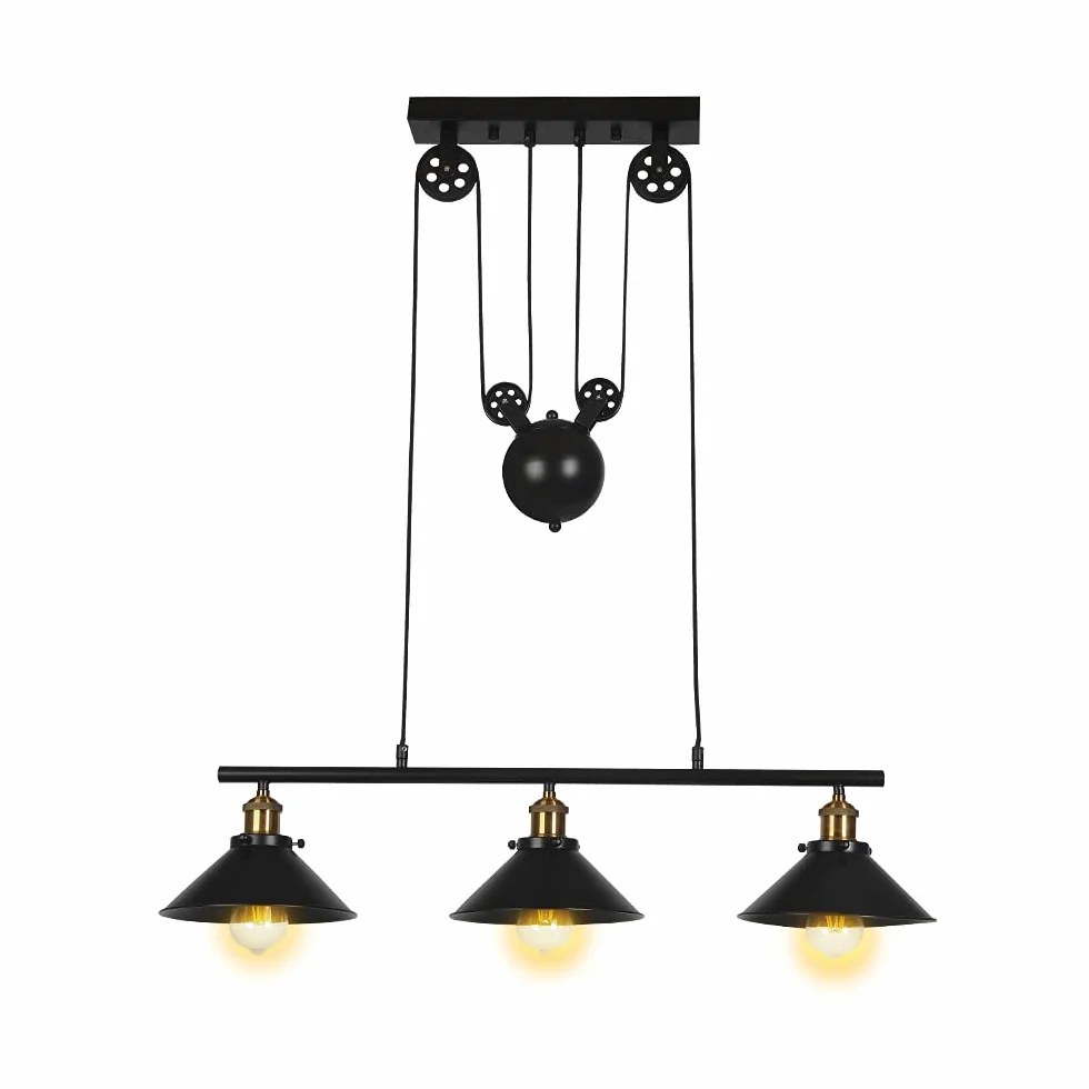Lámpara de techo regulable industrial rústica vintage tres luces para cocina comedor