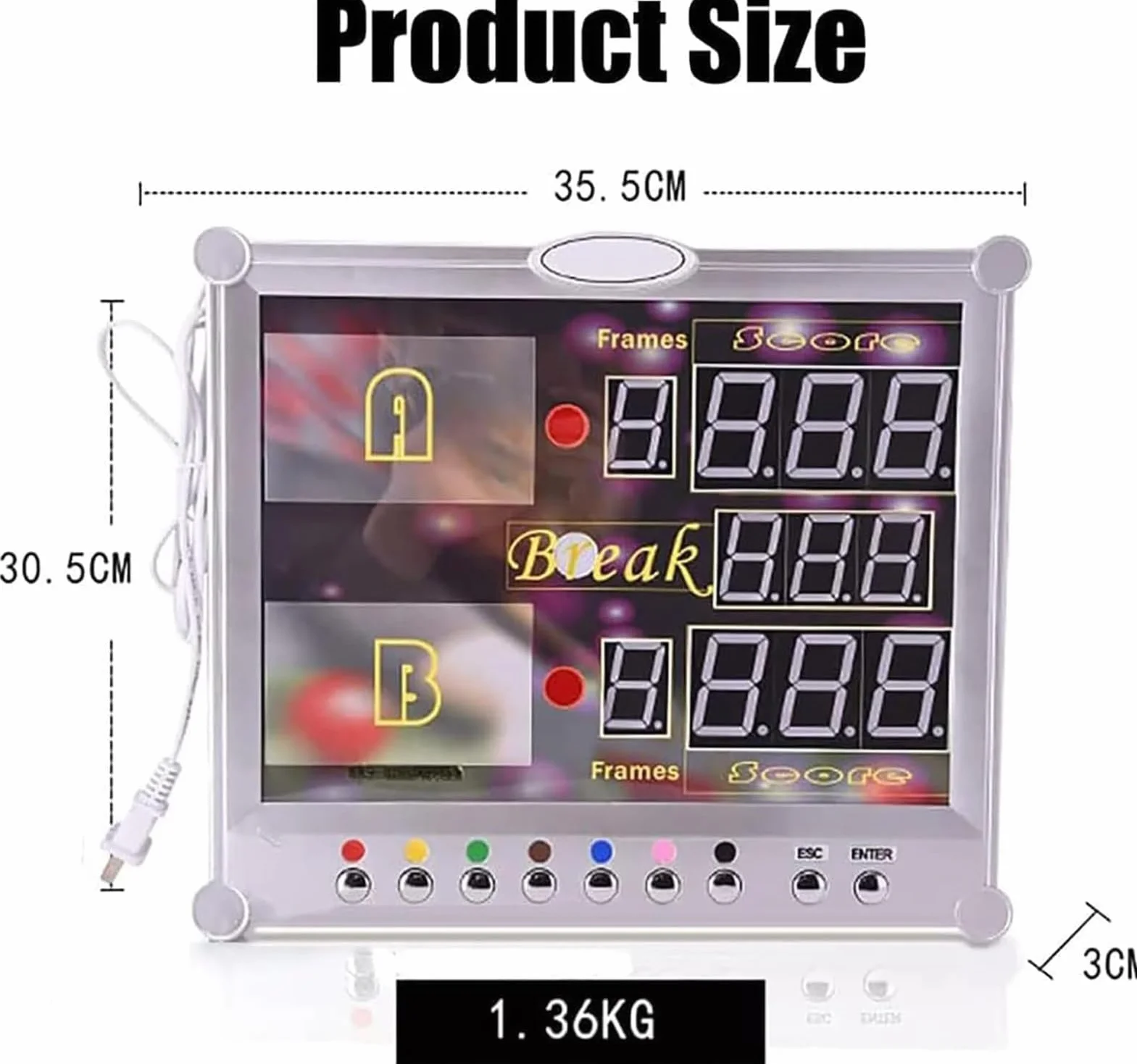 Marcador LED para billar y snooker, pantalla digital con control remoto, montaje en pared, puntuación 0-199