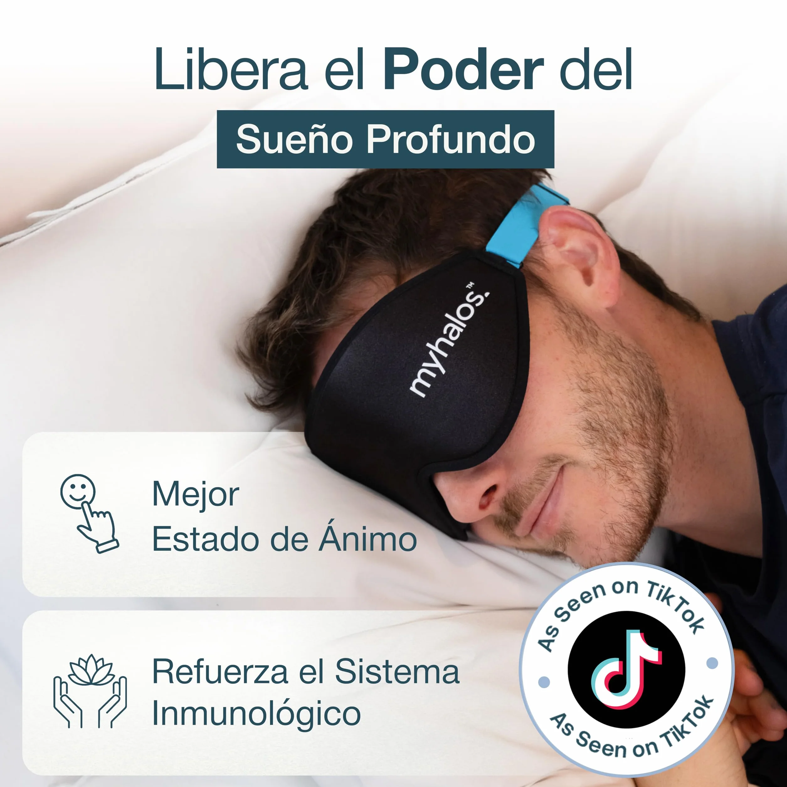 MyHalos Mask Antifaz para Dormir Mujer y Hombre 2022 Sin Presión con Bolsa de Almacenamiento