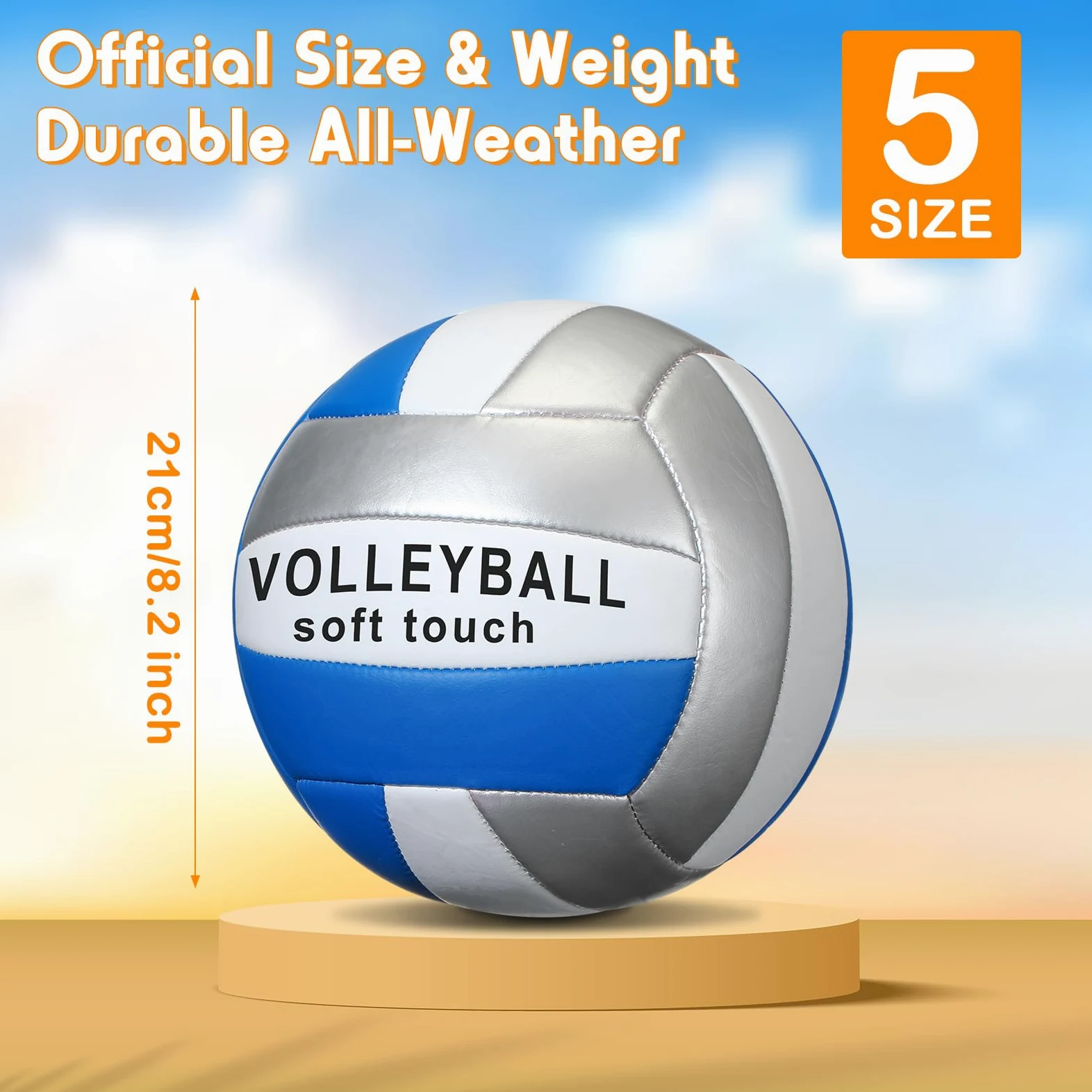 Libima 4 pelotas de voleibol tamaño 5 oficial con bomba y bolsa de red, pelotas de voleibol suaves e impermeables para niños, adolescentes, adultos, principiantes, entrenamiento, interior, exterior,