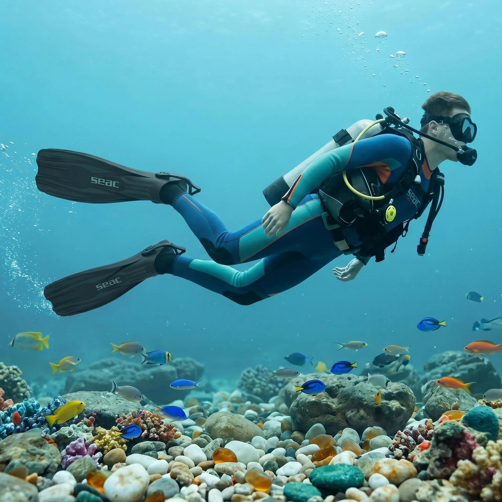 SEAC U-1000 Aletas de Buceo para Uso recreativo y Profesional, Unisex Adulto