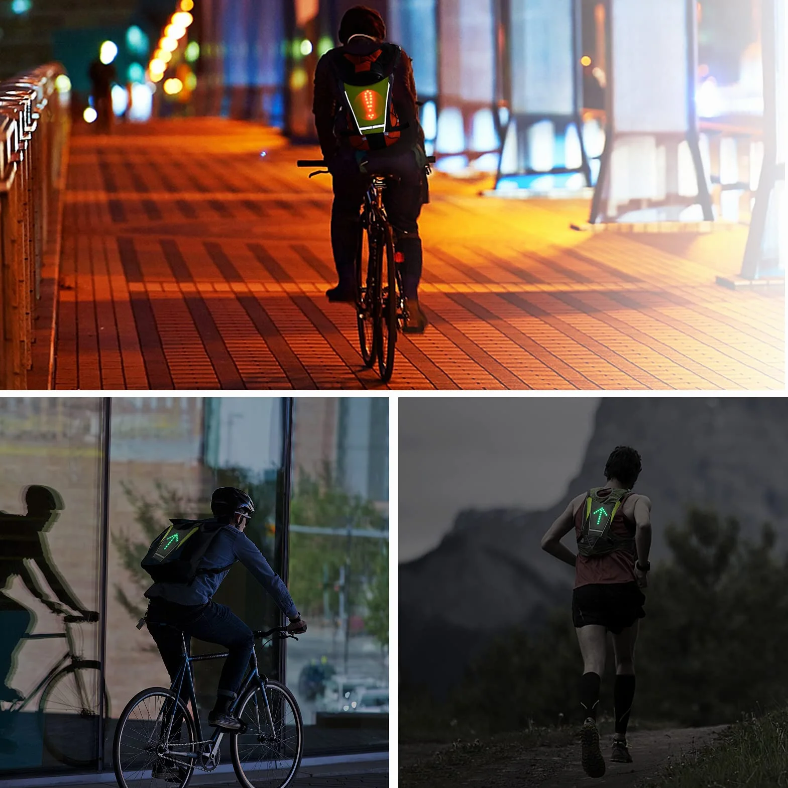 Lixada Chaleco de señal de Giro LED, Chaleco Reflectante USB Recargable con indicador de dirección y Control Remoto, para Ciclismo Luz de Advertencia