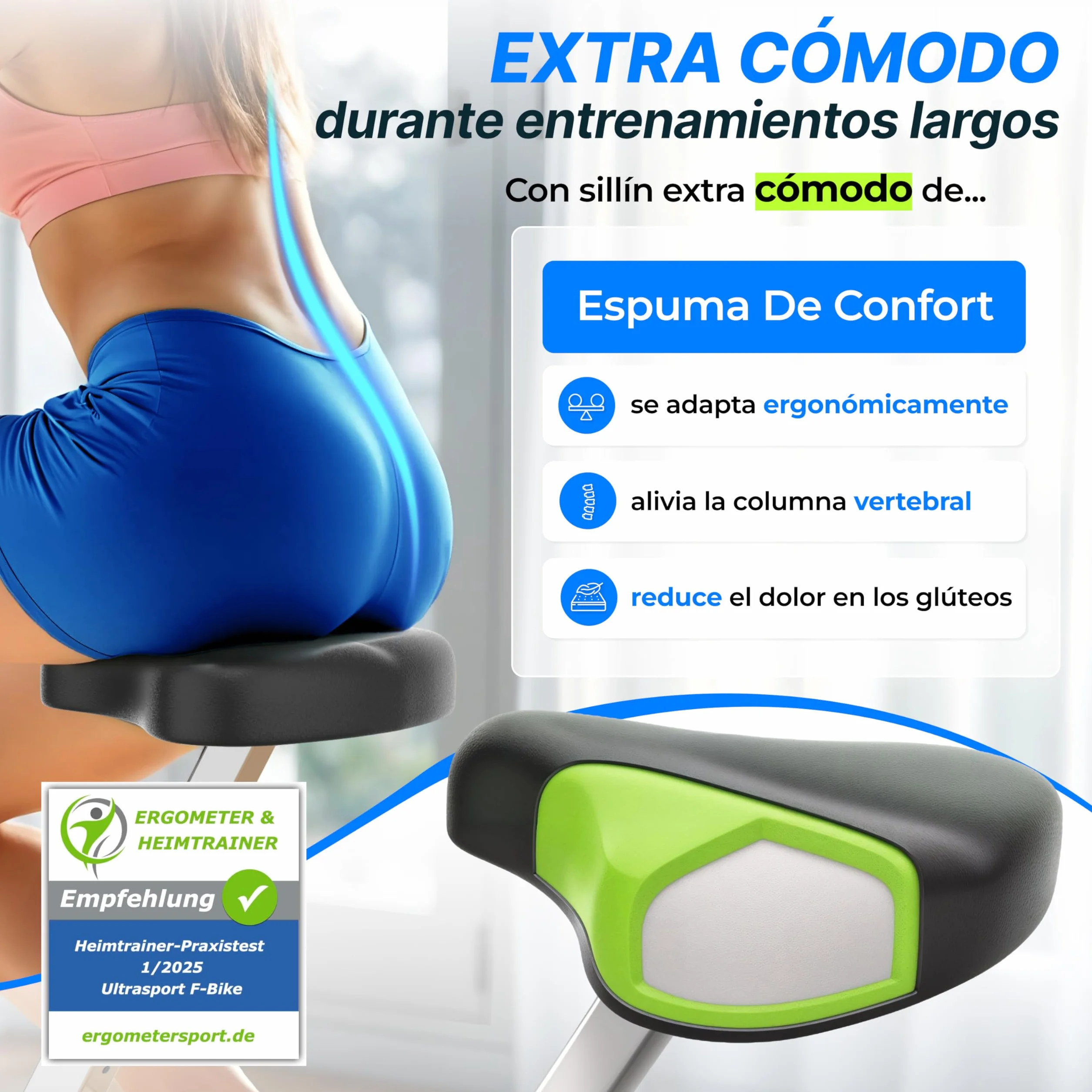 Ultrasport F-Bike, Entrenador Bicicleta, entrena casa, bicicleta aptitud plegable, computadora entrenamie integrada, sensores pulso mano, plegable, 8 niveles resistencia, ideal para mayores y jóvenes