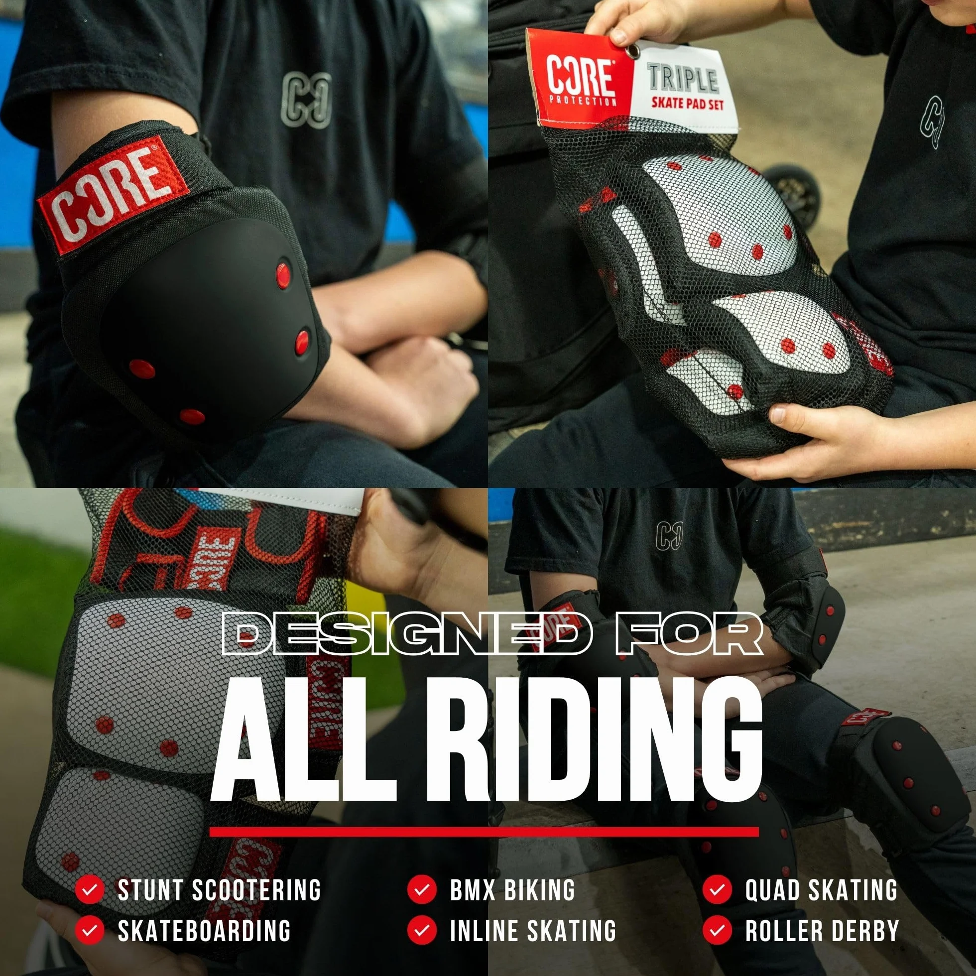CORE Skate Pads 3-Pack (S - Negro)