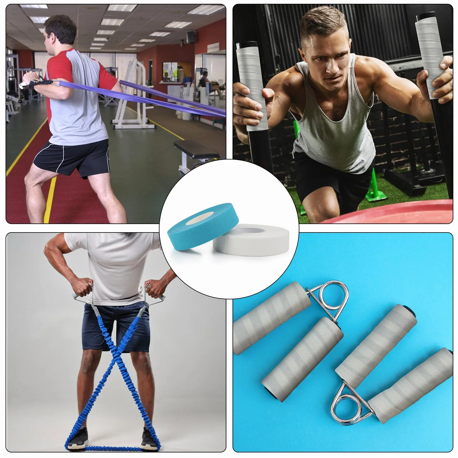 SWAWIS 2 Rollos Cinta de Hockey, 2.5cm*25m Cinta de Tela para Hockey Negro & Verde/Azul & Blanco, Cinta de Agarre de Hockey para Hockey Agarre de Bádminton