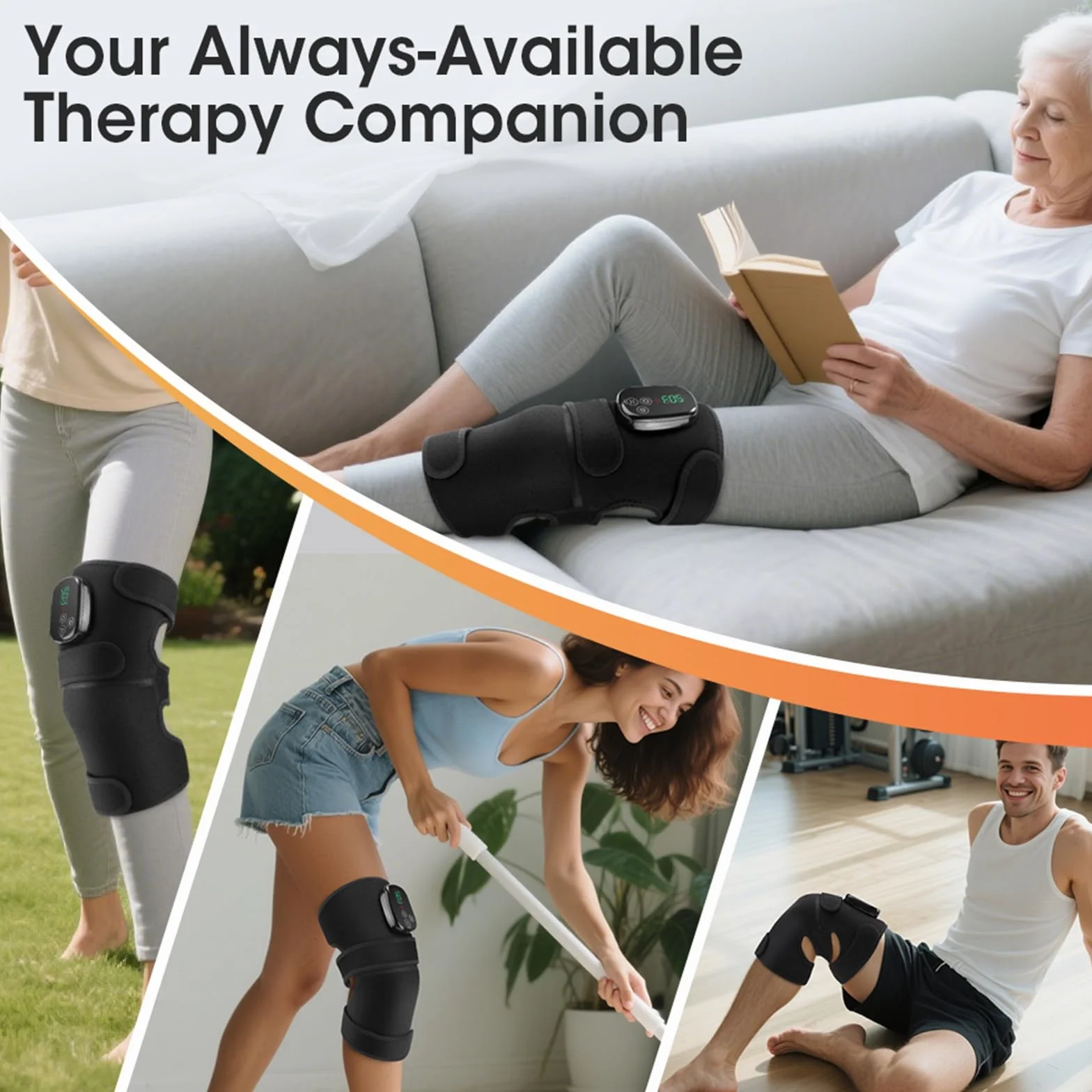 BestYiJo Masajeador de rodilla con 4 zonas de vibración, control inalámbrico recargable
