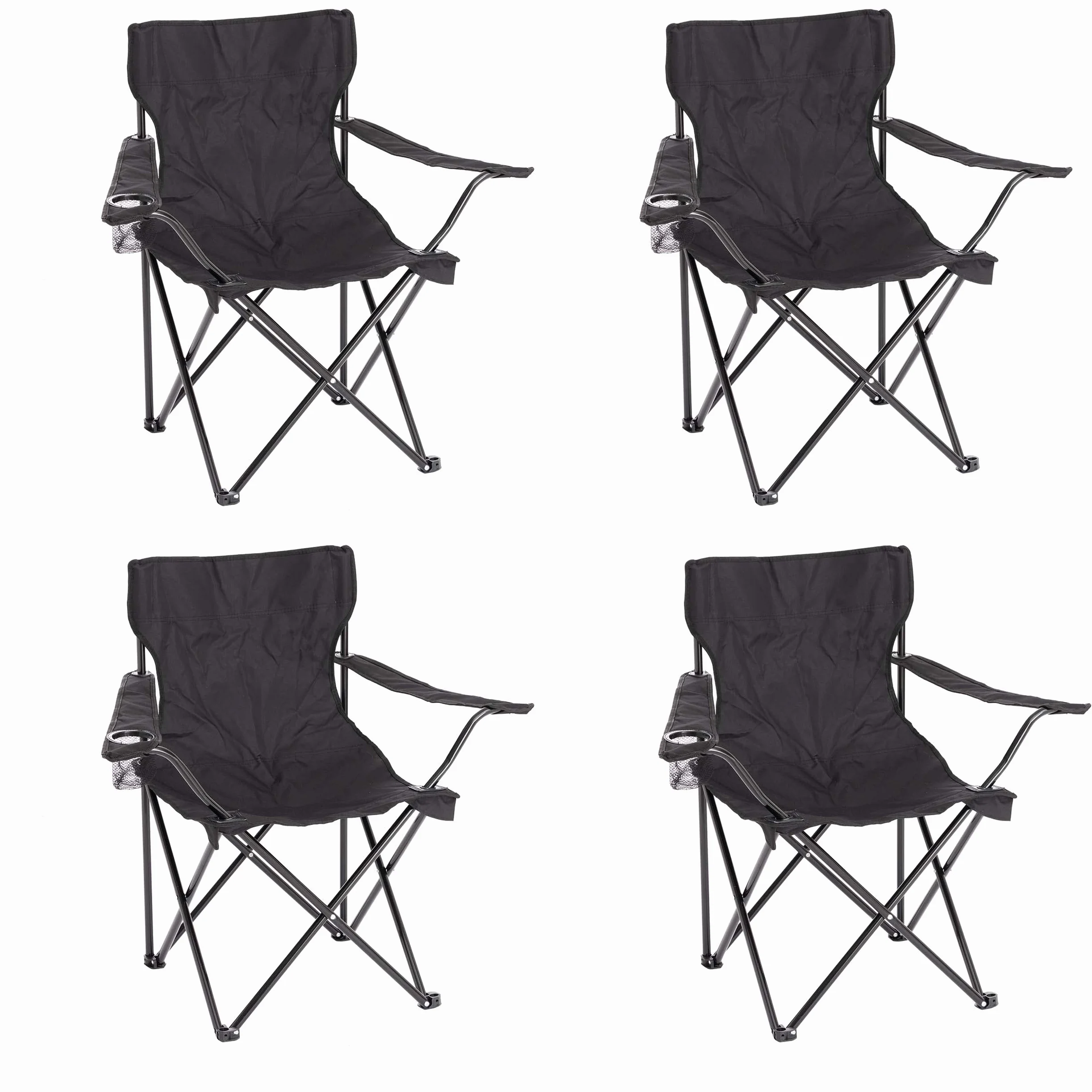 Baroni Set de 4 Piezas Sillas de Camping Plegable para Exterior, Jardín, Pesca, Silla de Camping Ligera e Impermeable, Silla de Camping Portátil y Plegable, Color Negro, 50x50x80 cm