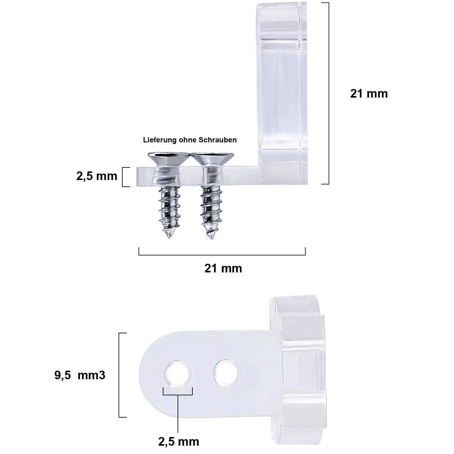 Clips de fijación para tubo de luz LED, 40 unidades, soporte transparente de plástico