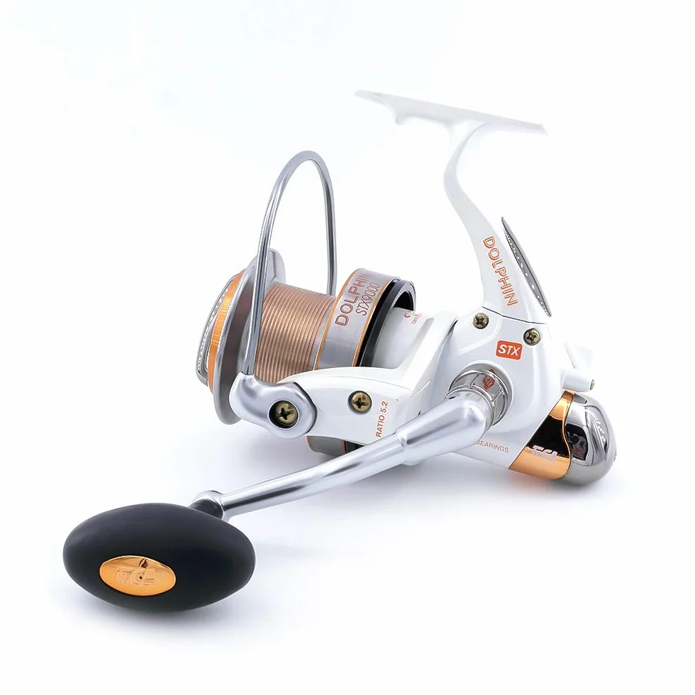 TICA Dolphin 4,1 - Carrete de Pesca, Aluminio, Blanco, Dorado, STX 9000 4.1