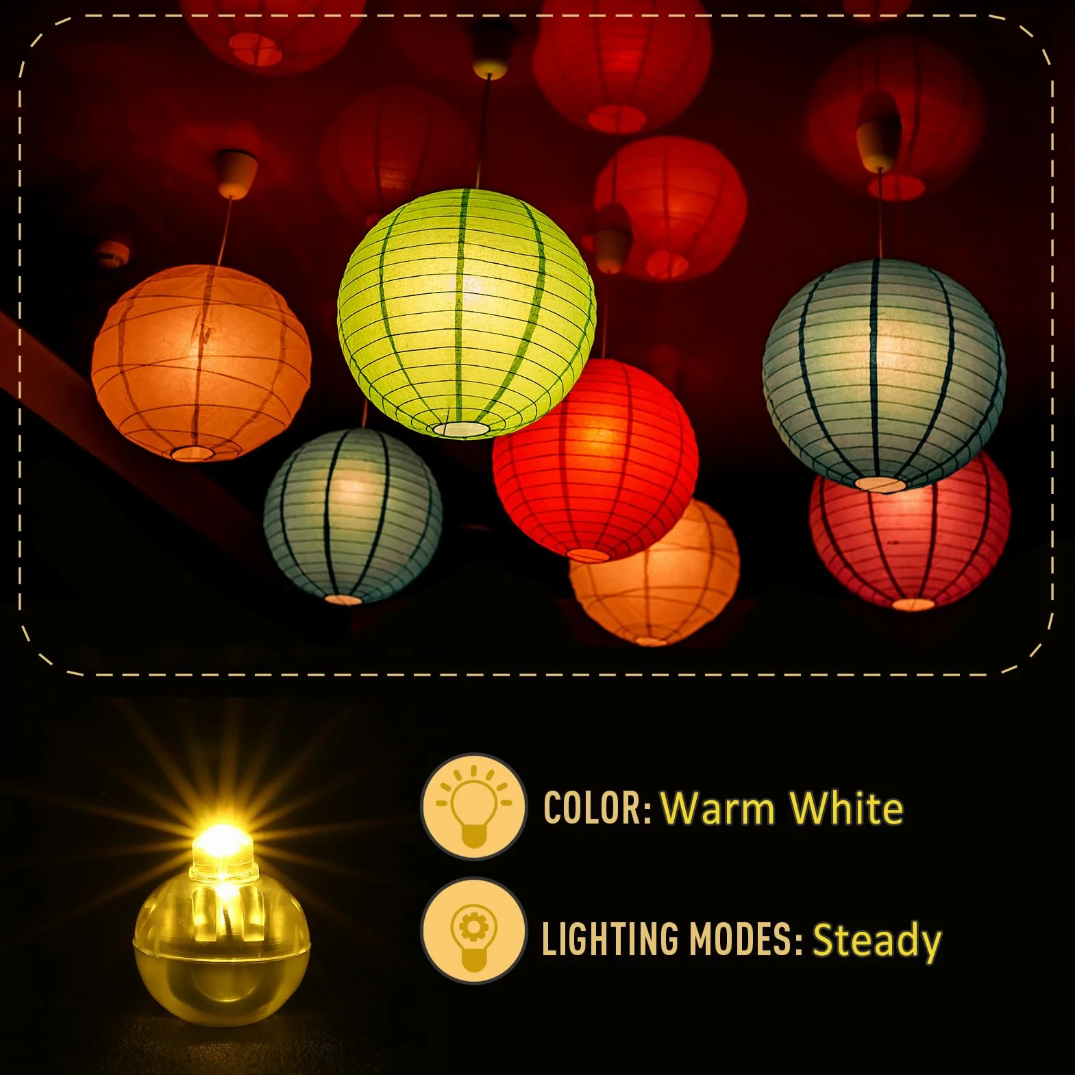 LIHAO 30 Piezas Mini Led Blanco Cálido Farolillos de Papel para Boda Cumpleaños Fiesta