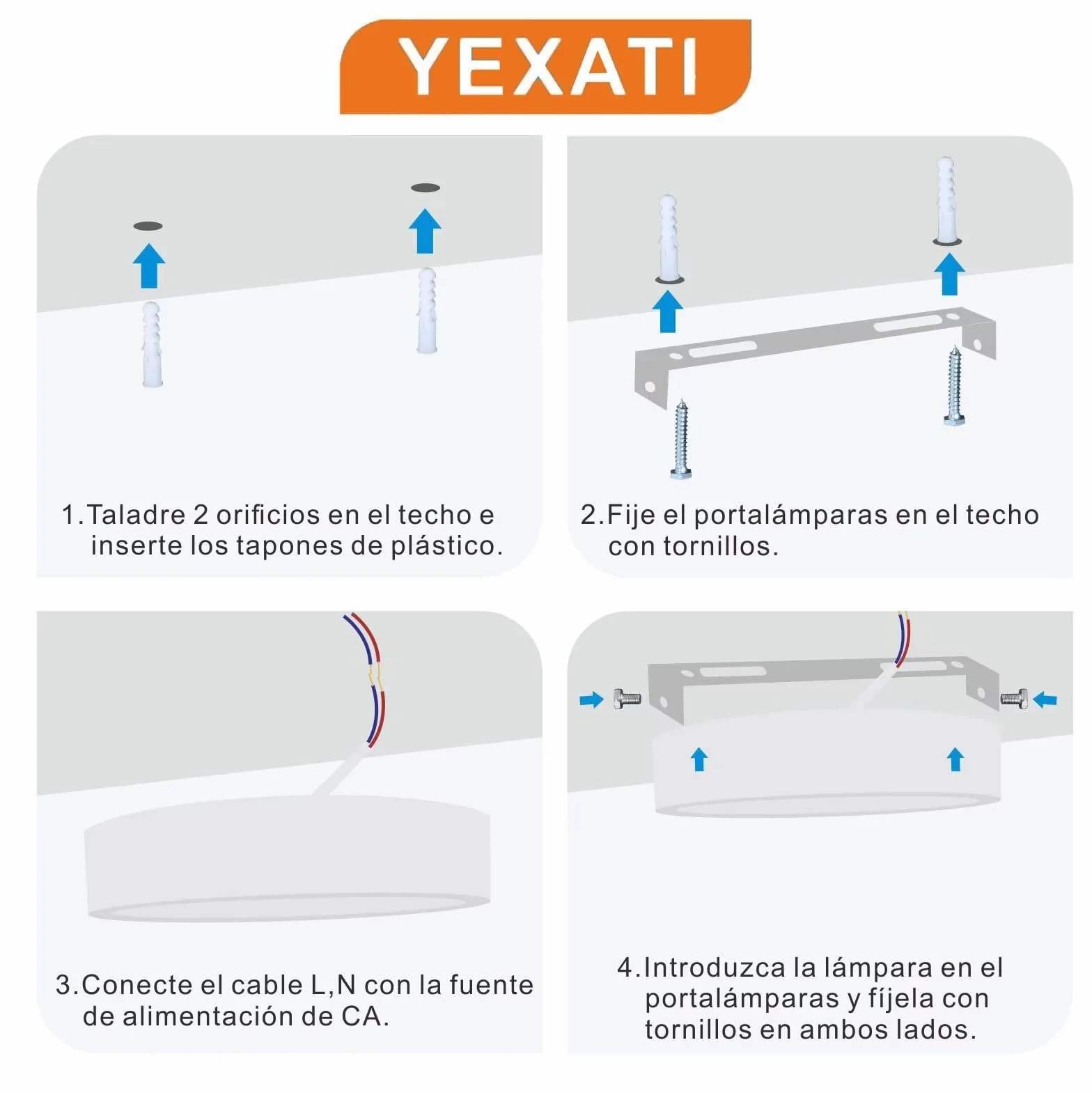 Yexati Plafon LED 18W 1800LM IP44 Lampara Techo Redonda 6500K Blanco Frio Ø220mm