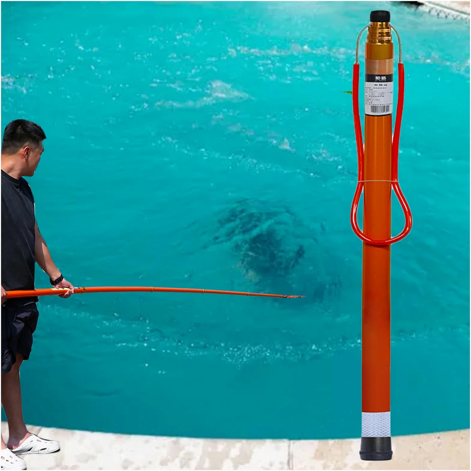 LXLZYXSF Palo Salvavidas Telescópico Piscina Poste Salvavidas con Luminoso Nocturno & Diseño Reflectante, Postes Salvavidas Telescópicos Dispositivo De Rescate De Emergencia(1.2-4.5m(4.9ft-14.7ft) L)