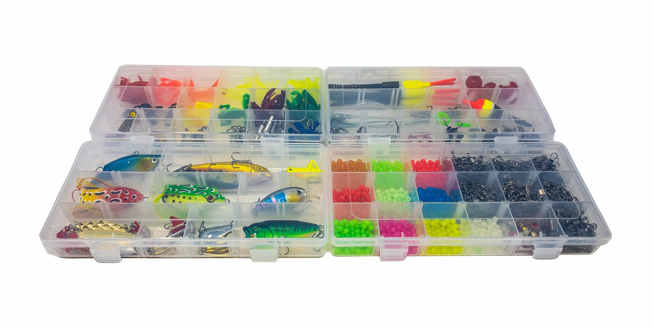 Lunar Box IG20333 Estuche 4 Compartimentos Ajustables Cajas de Almacenamiento, Caja de Aparejos de Pesca, Unisex Adulto, Gris y Verde, Talla única