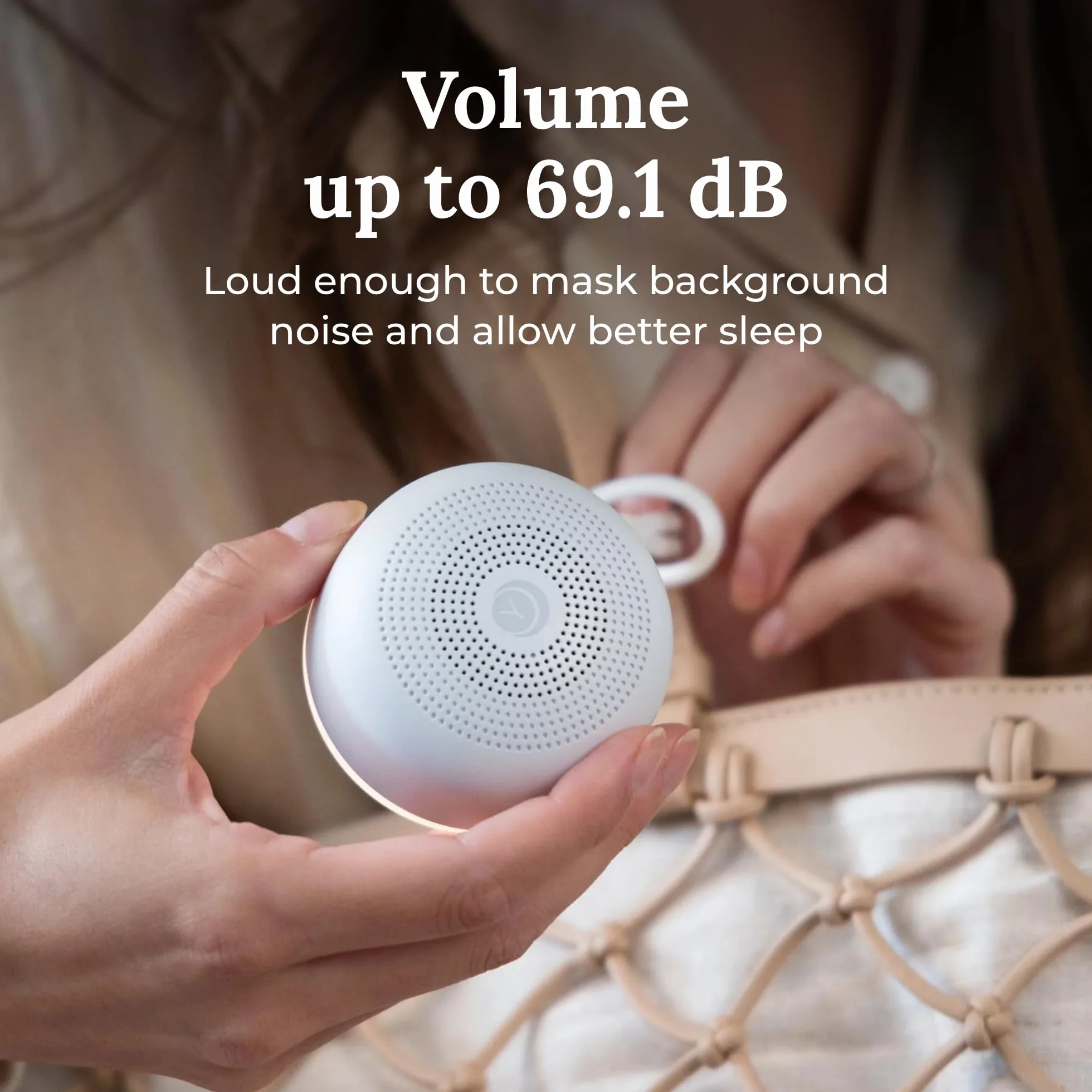 Marpac Yogasleep Mini máquina de sonido portátil de ruido blanco, 6 sonidos, luz nocturna regulable, recargable USB