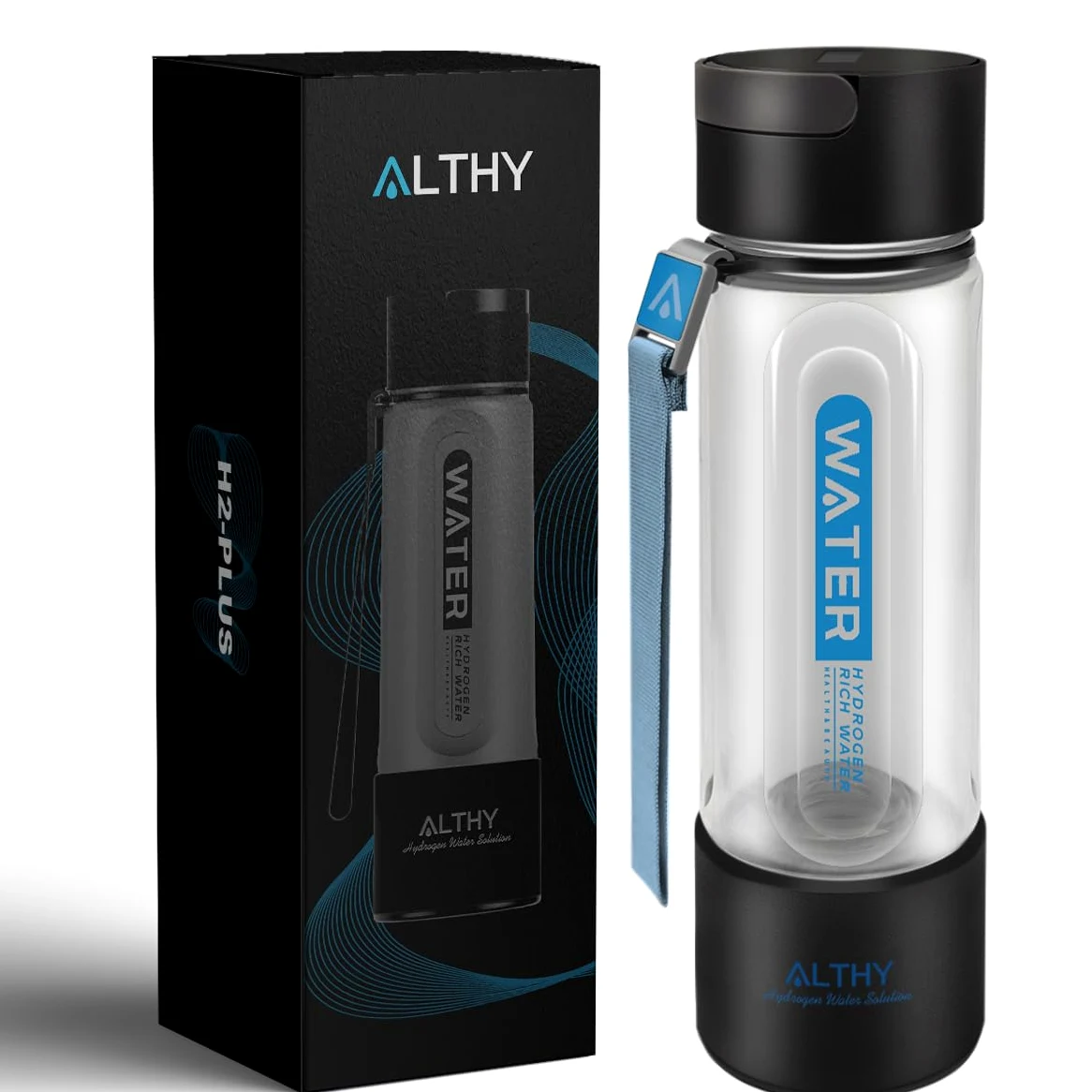 ALTHY Botella de Agua de Hidrógeno con Tecnología SPE y PEM, Generador de Agua Hidrogenada,Ionizador de Agua de Hidrógeno de 420 ml,Portátil para Deporte,Hogar,Oficina,Viajes y Bebida Diaria