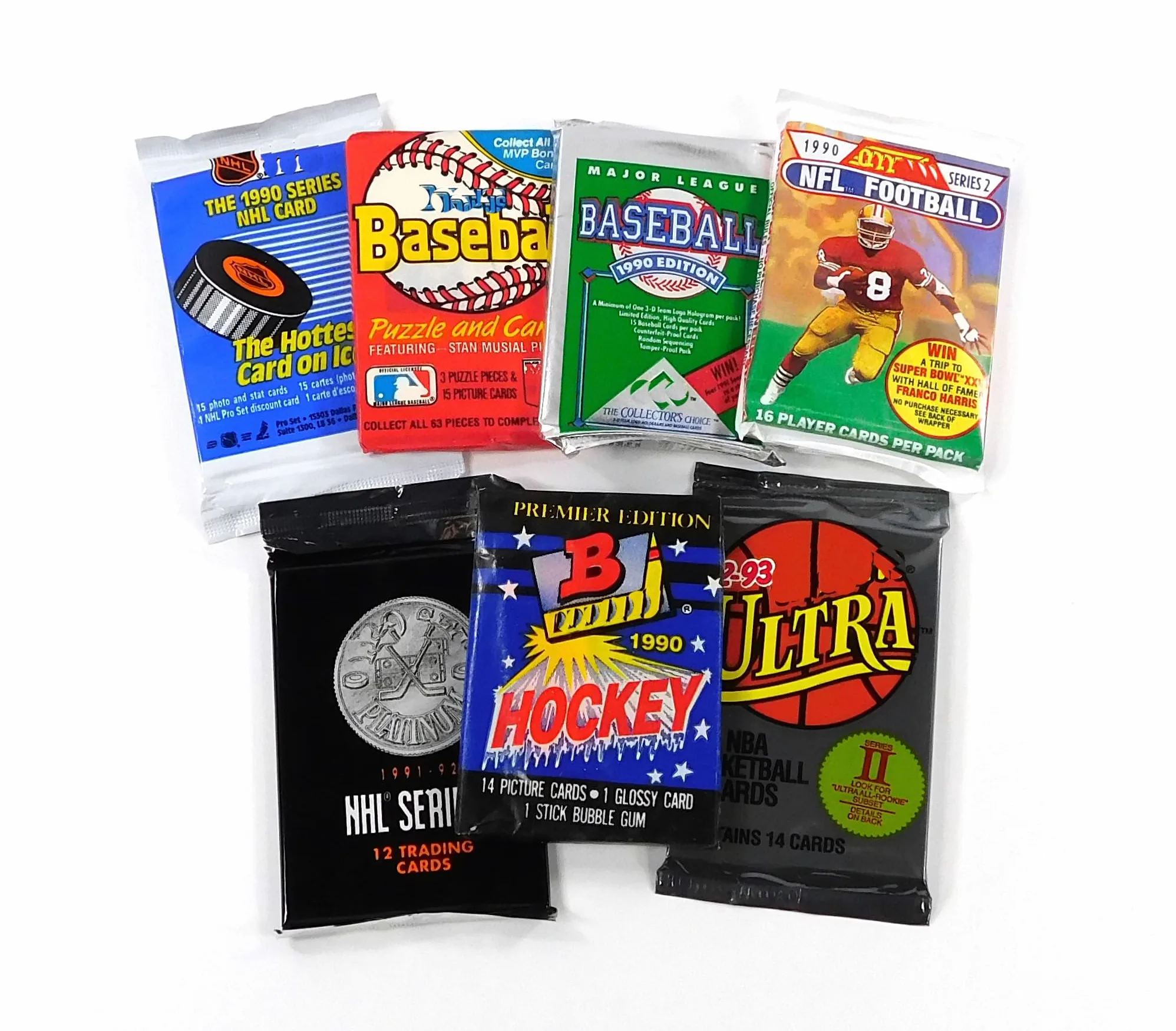 Paquete Sellado multideportivo Vintage, Surtido de Tarjetas coleccionables de béisbol, fútbol, Baloncesto y Hockey