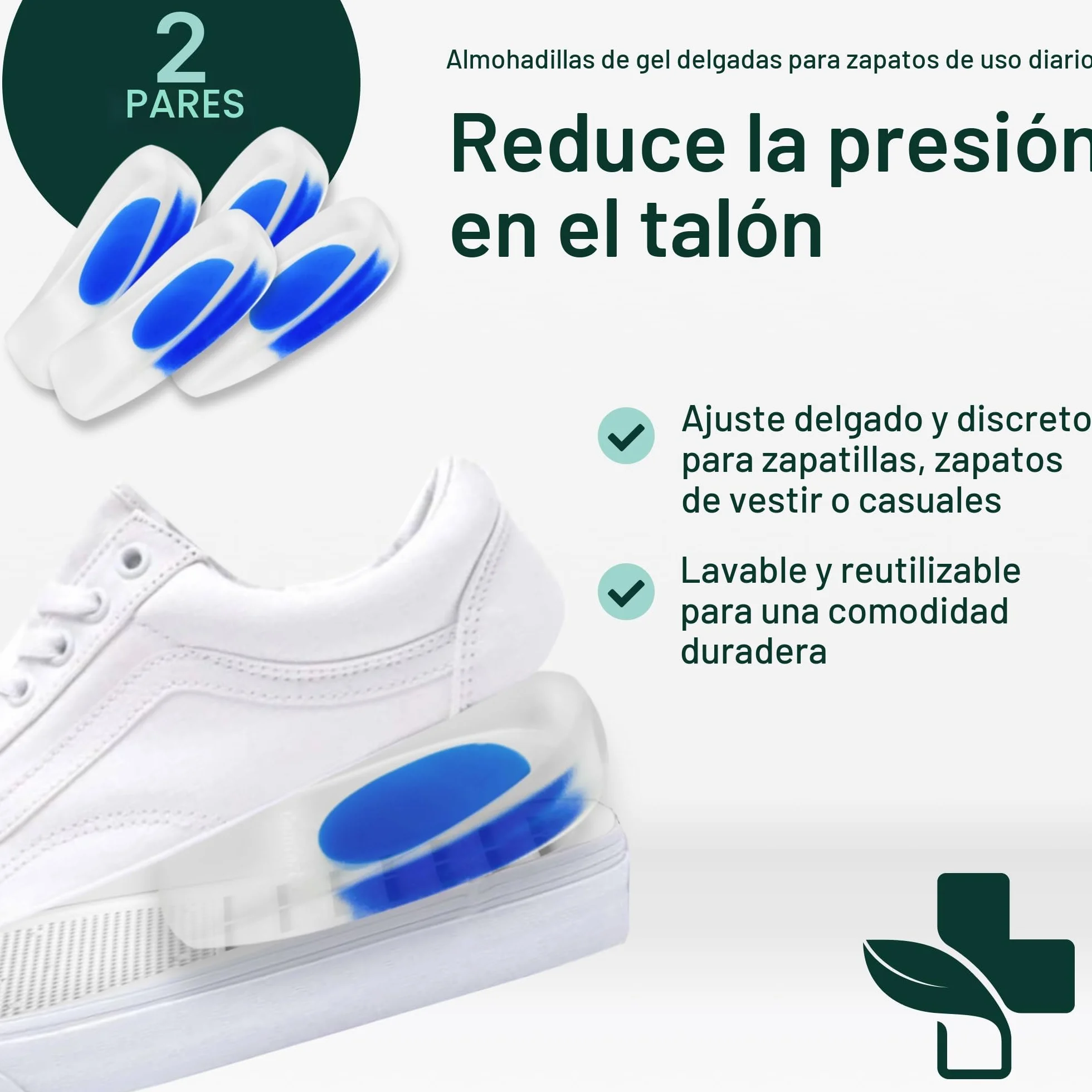 YogaMedic Taloneras de Gel 2 Pares (4 Uds) para Fascitis Plantar, Tendinitis de Aquiles y Espolón en el Talón