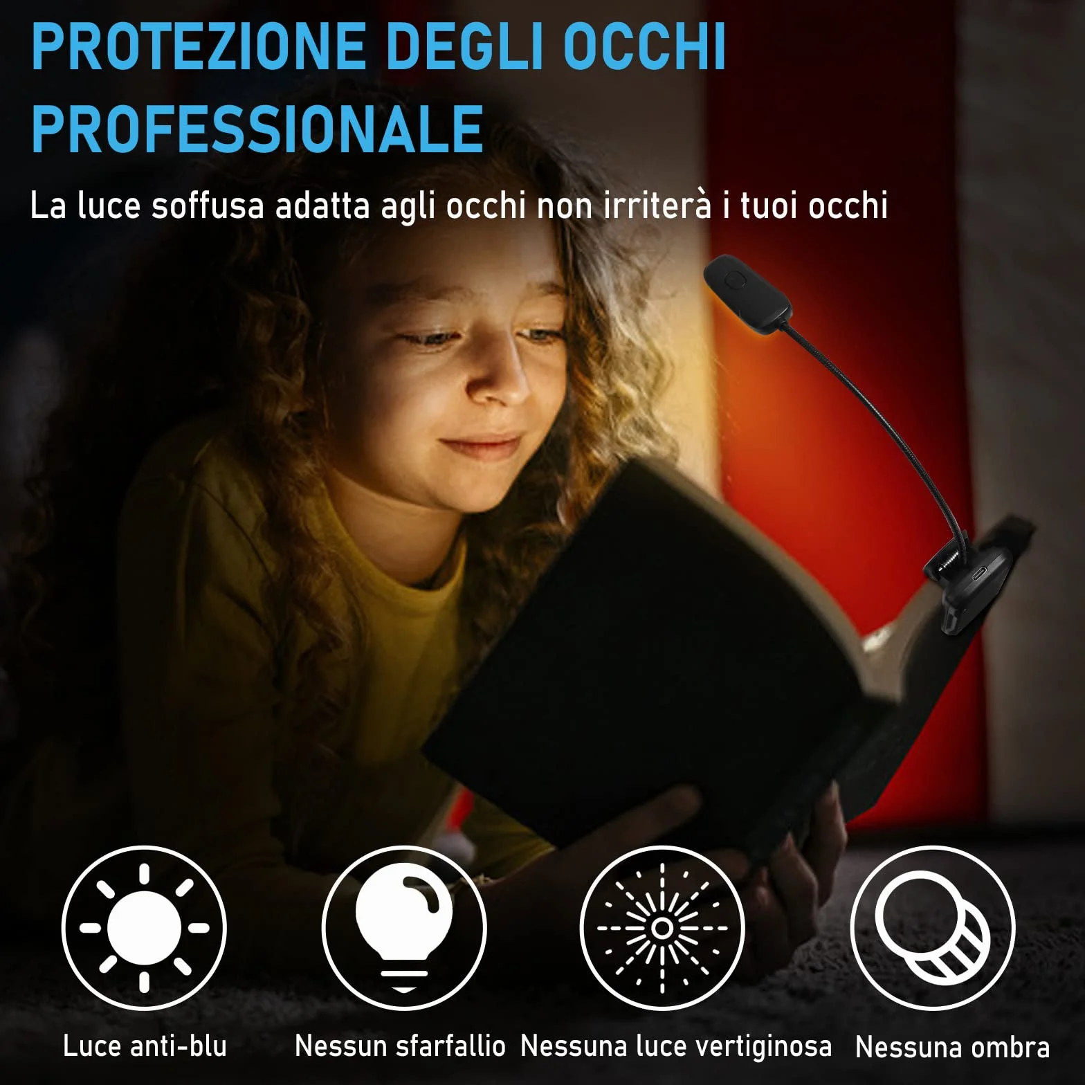 Diboniur Lampara Libro Lectura USB Recargable 3 Modos Luz para Leer