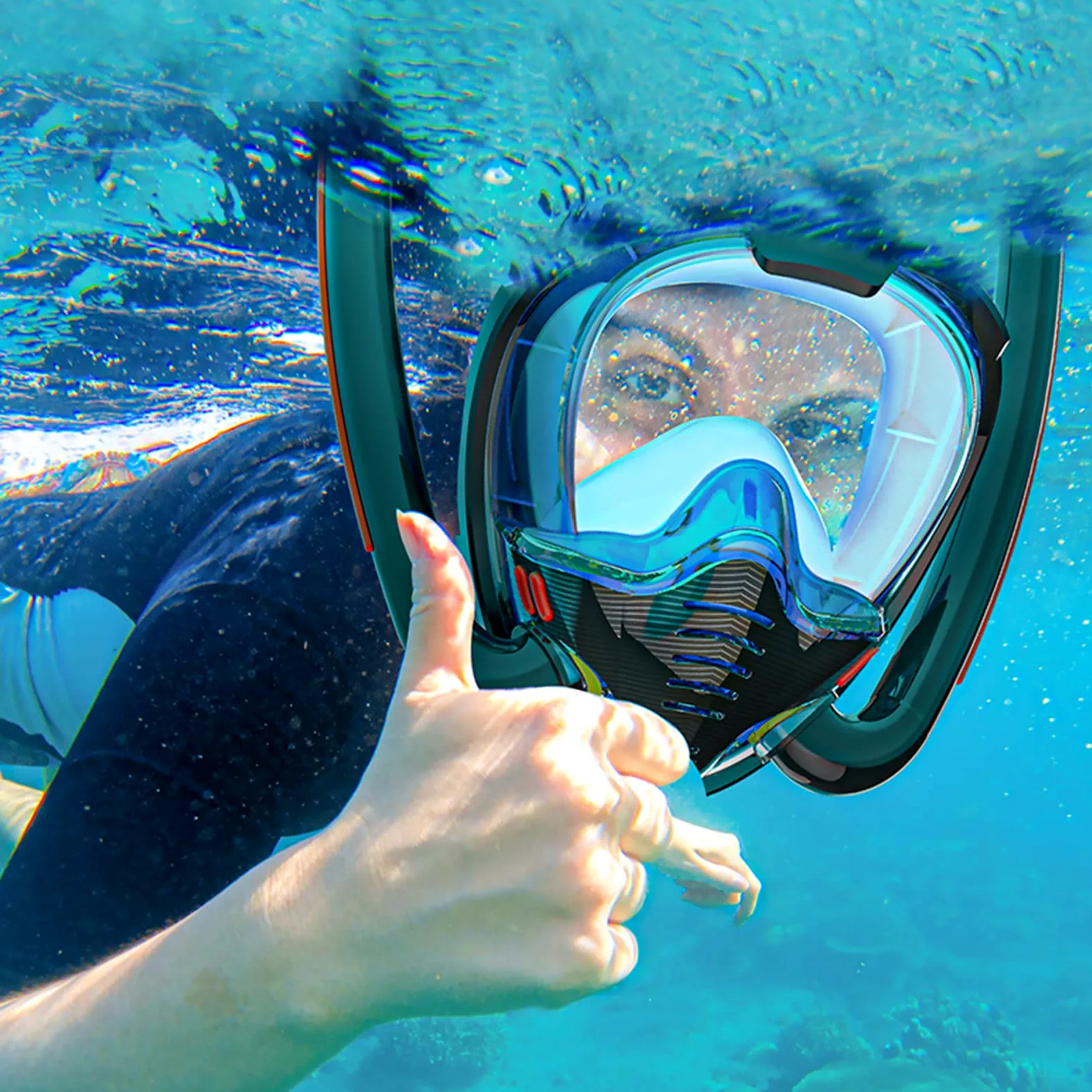 Máscara de Snorkel 180° Vista Máscara de Buceo,El Sistema circulatorio de separación de respiración de Doble Tubo Evita Que la Lente se empañe,Suave y cómodo
