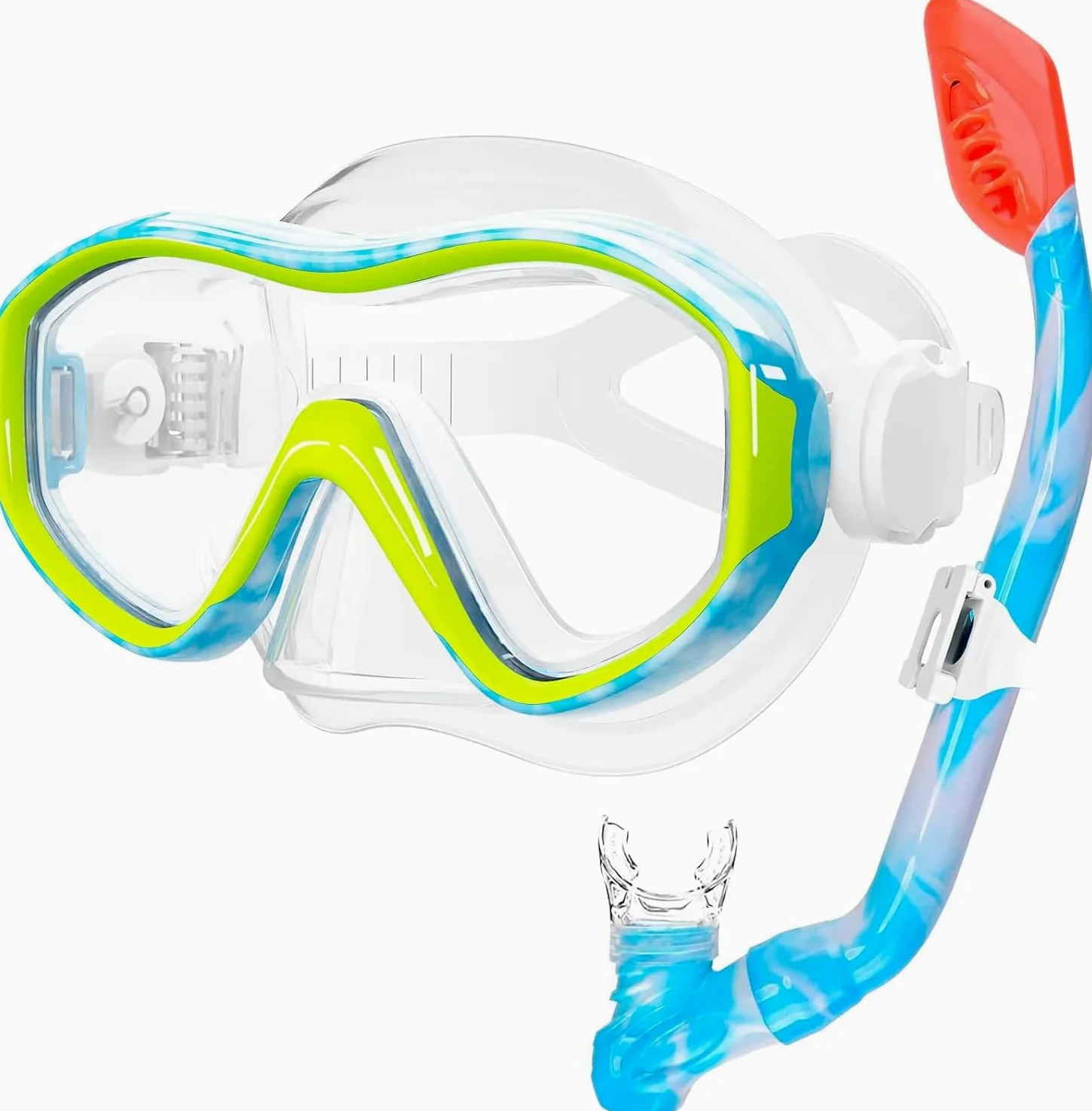 GoseWave - Equipo de esnórquel para niños, juego de esnórquel para niños de 5 a 15 años, máscara de buceo antivaho y juego de esnórquel de parte superior seca, gafas de natación unisex con cubierta