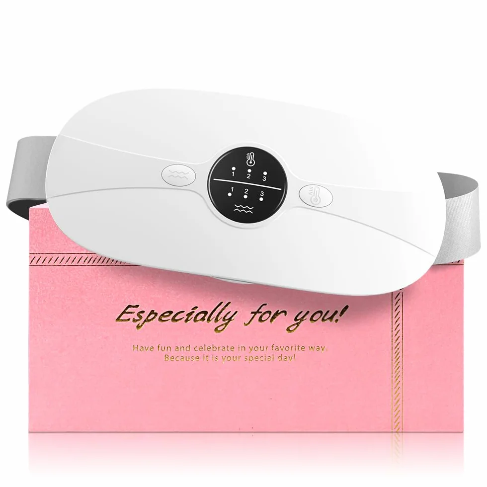 Almohadilla térmica menstrual Cinturón de Calentamiento Eléctrico USB para el Vientre 3 Niveles de Calor y 3 Modos de Masaje,Soporte de Espalda Calentado para Alivio Dolor Menstrual