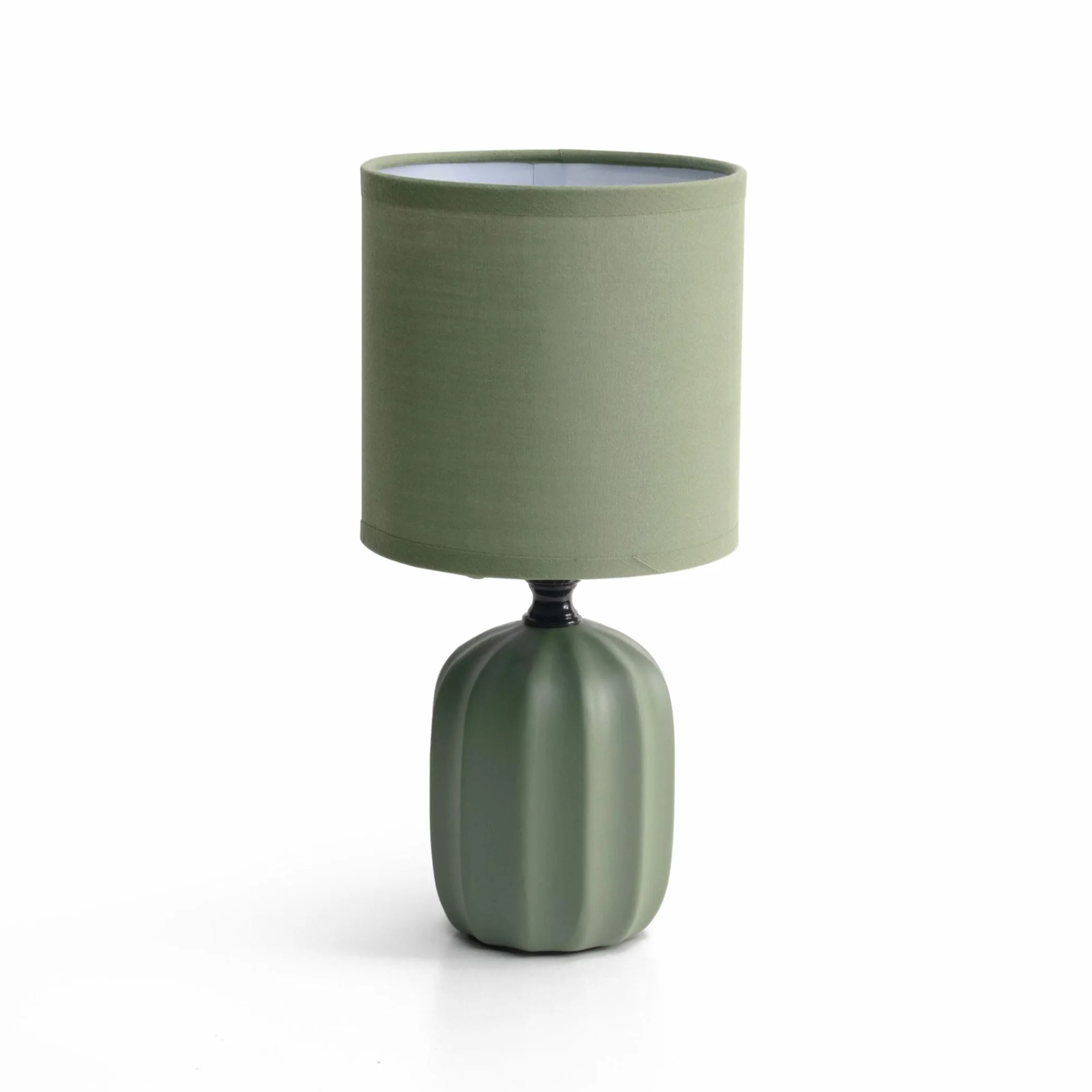 Lámpara de Mesa de Cerámica y Tela Verde Ø 12x25 cm Iluminación Hogar Decoración Dormitorio Salón