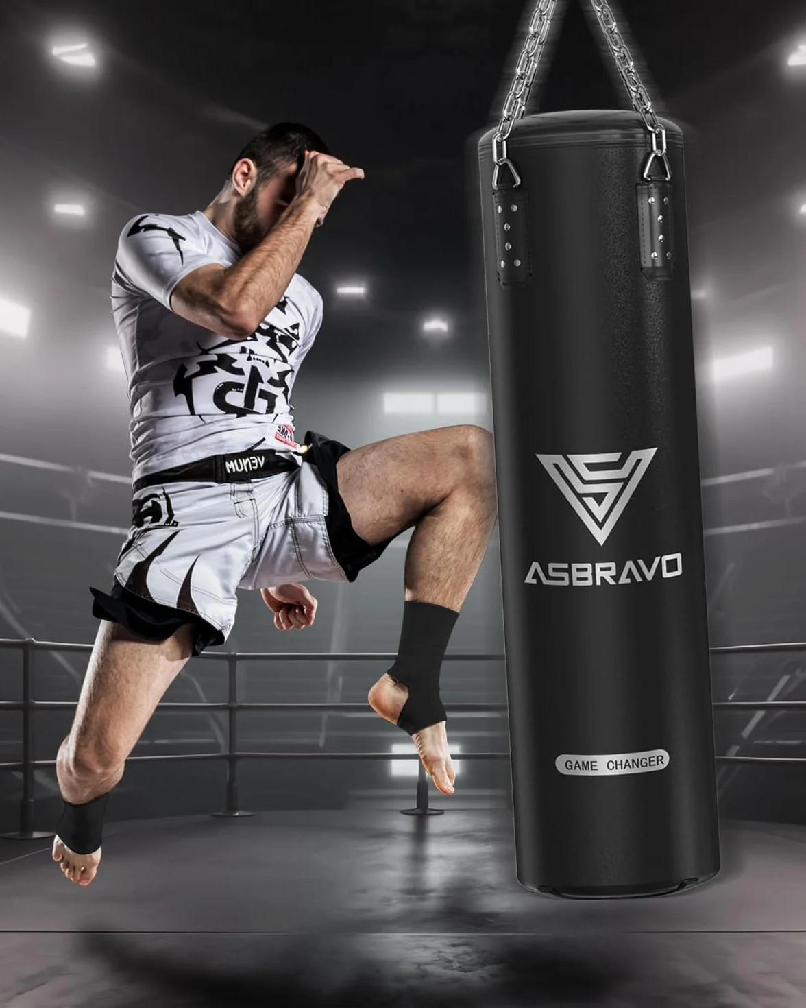 Saco de boxeo para adultos, juego de saco de boxeo pesado de poliuretano de 12 onzas, guantes para artes marciales mixtas, Muay Thai, kickboxing, gimnasio en casa, artes marciales (sin