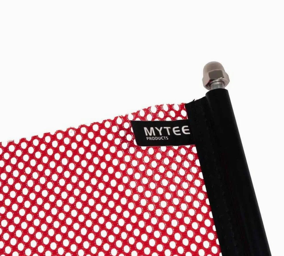 Mytee Products EZ Mount Bandera de advertencia roja de 45,72 x 45,72 cm, bandera de seguridad cumple con DOT | Carga de resorte rápida y fácil de desconectar – 2 unidades