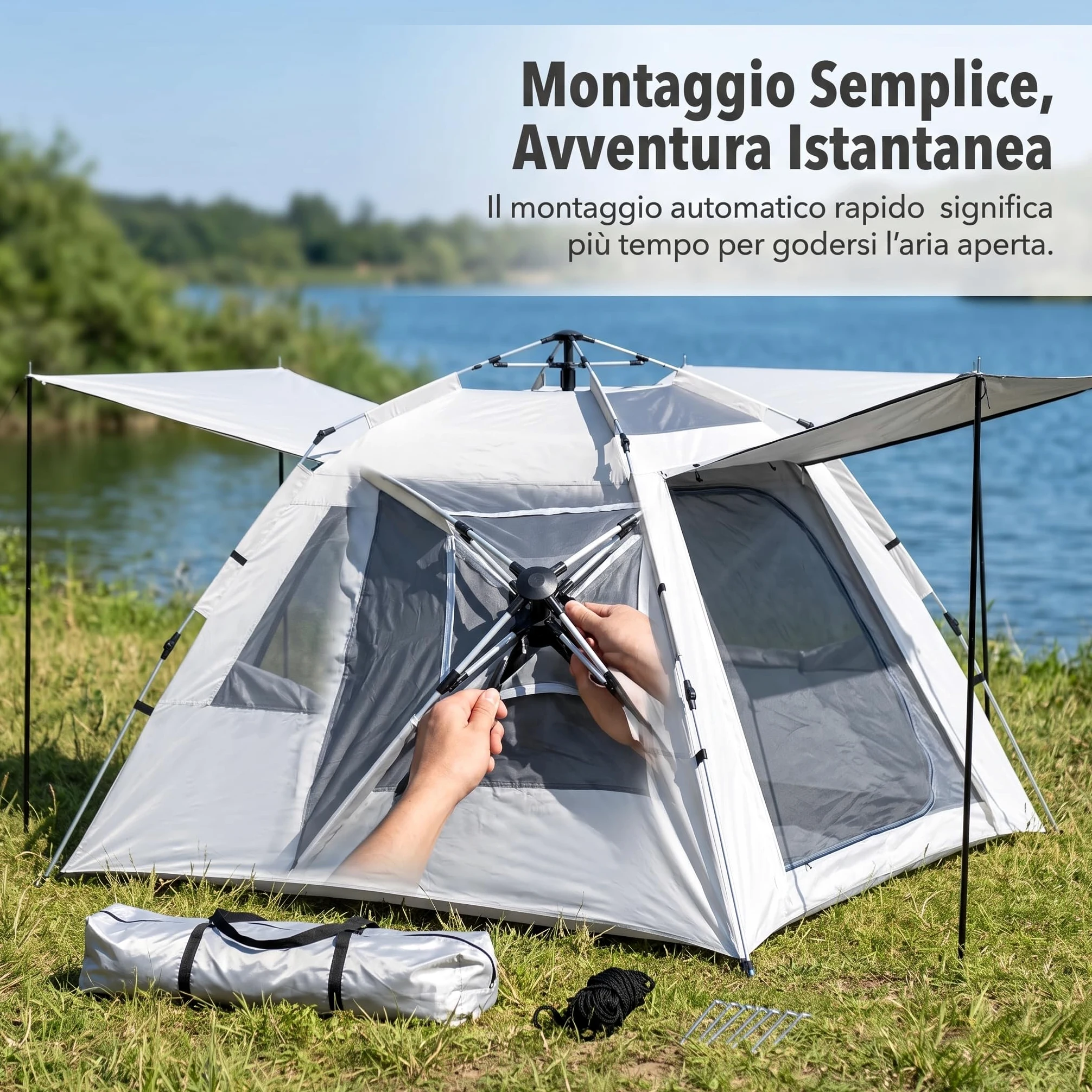 Refugio Camping Impermeable para 3-4, Montaje Rápido para Exteriores, para Campamento