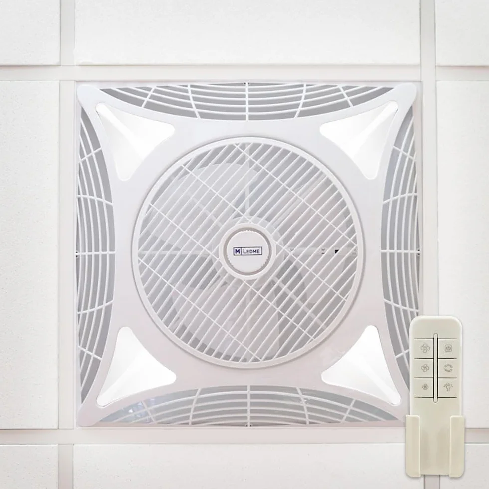 Ventilador de Techo Armstrong Square 68W con Luz LED Blanca Fría 6000k, Control Remoto, Motor AC, 3 Velocidades, Silencioso