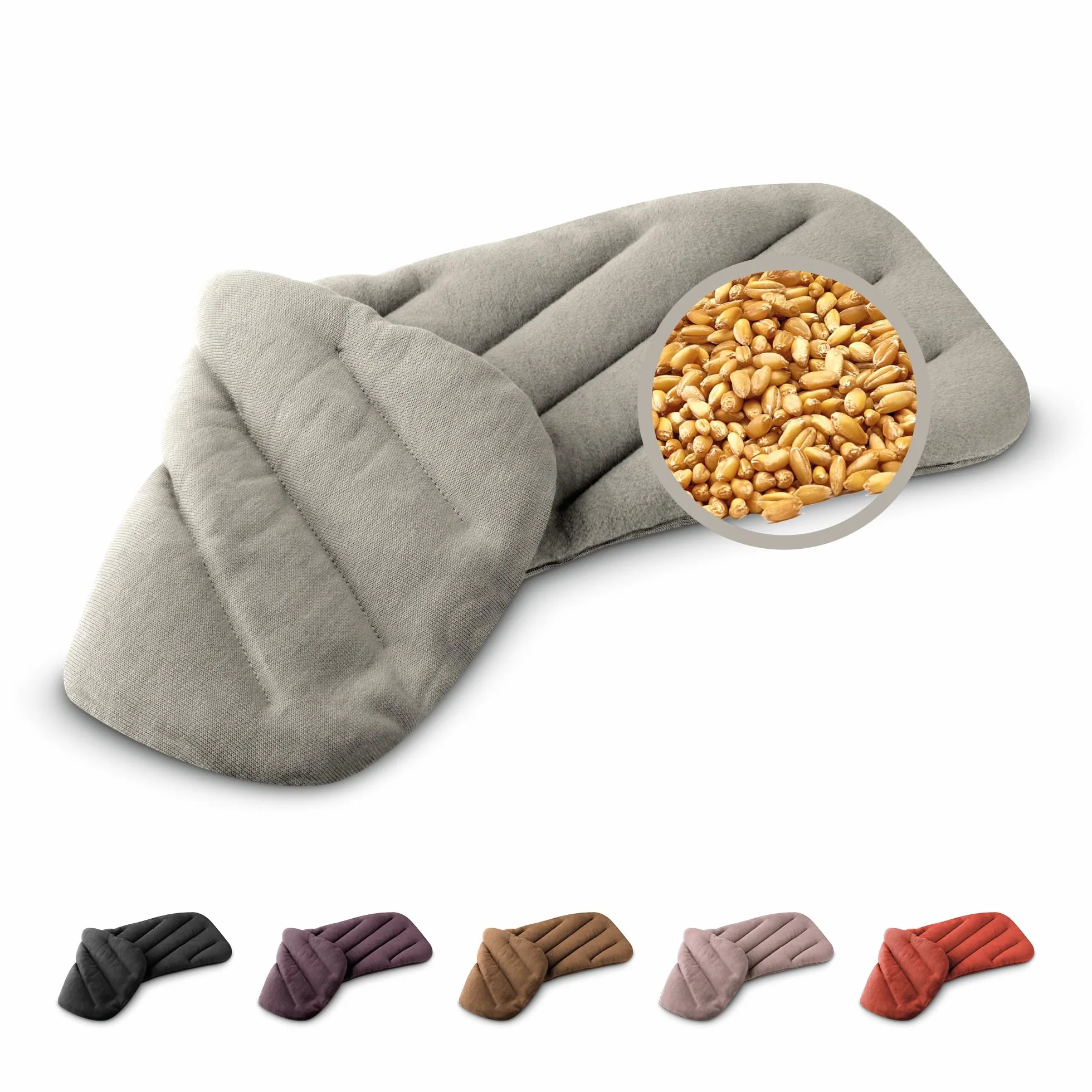 LESCHI XXL Saco Térmico de Semillas para Microondas 50x20cm 8 Compartimentos 100% Algodón Trigo Orgánicos Gris