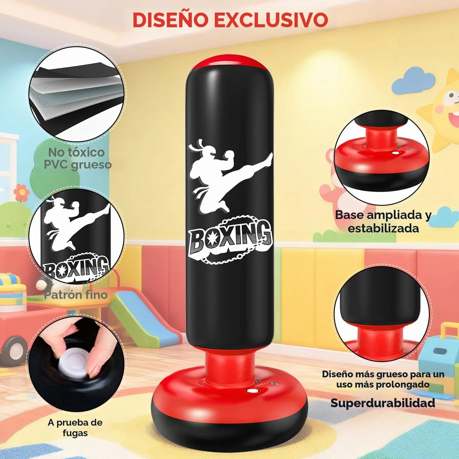 Qoosea Saco de Boxeo Niños 6-12 Años, 160cm, Inflable con Bomba de Aire y Guantes